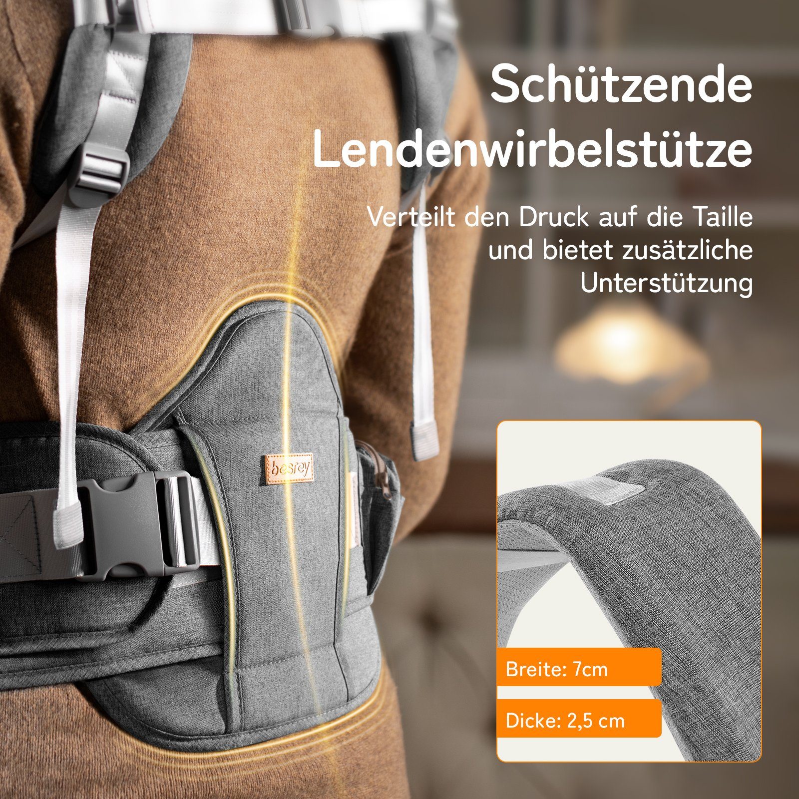 besrey Bauchtrage Babytrage mit Hüftsitz Bauchtragen & Rückentrage, Ergonomisches Babytrage für Babys & Kleinkinder (3,5-20 kg)
