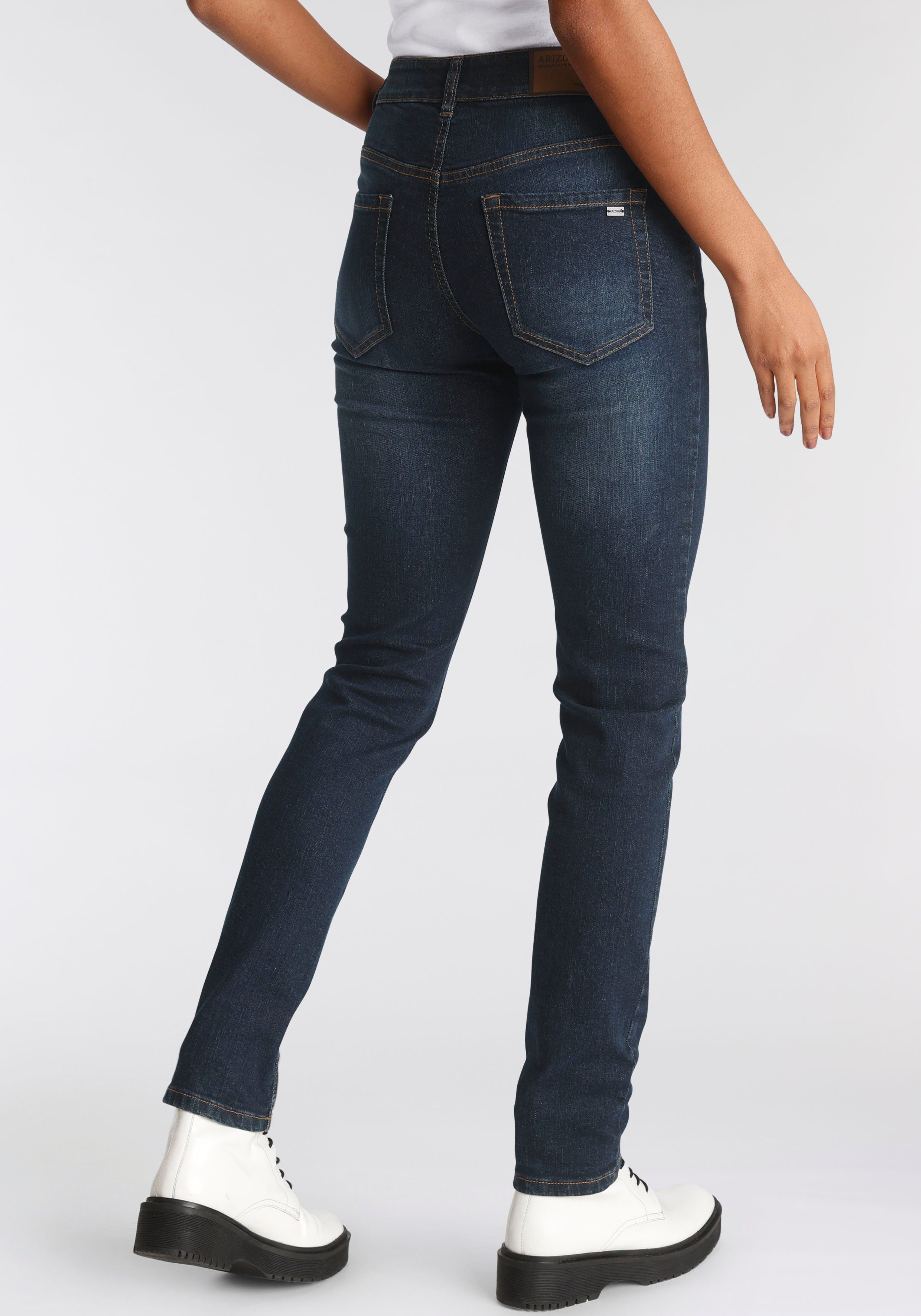 Waist mit Arizona seitlichem Bund Slim-fit-Jeans darkblue-used High Gummizugeinsatz