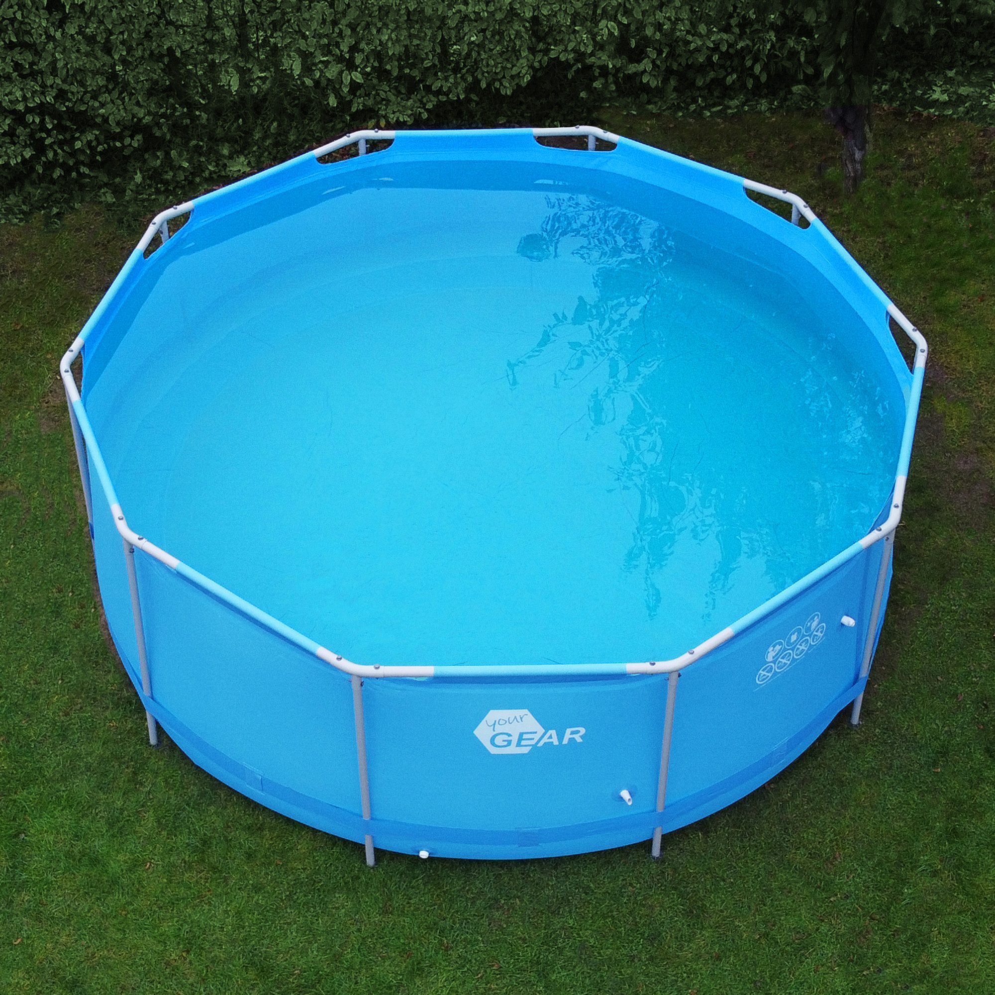 yourGEAR Rundpool Pool Ø 366 x 122 cm Stahlrahmen Gartenpool Familienpool Schwimmbecken