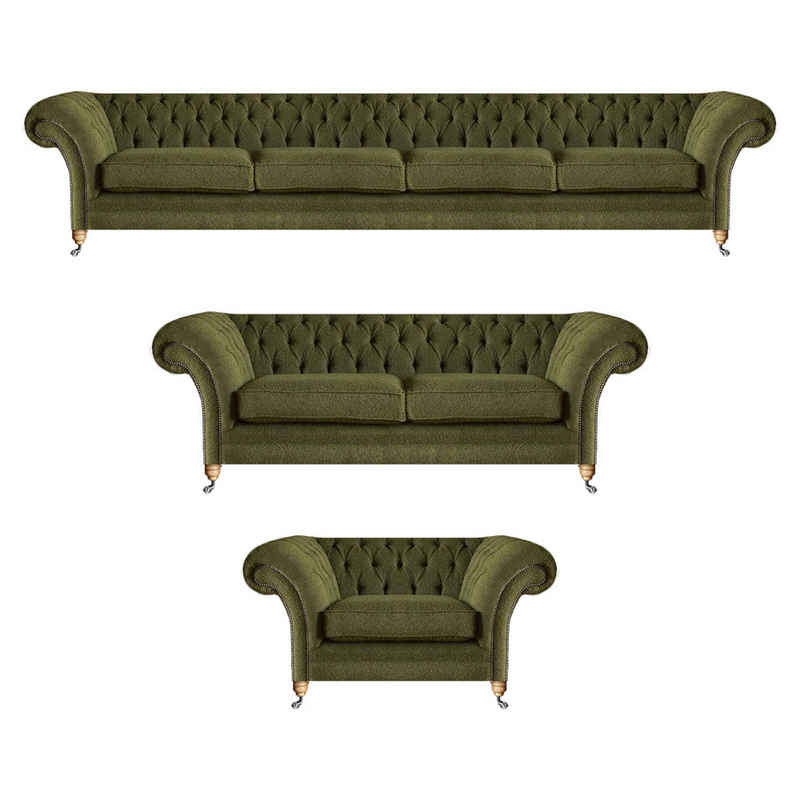 JVmoebel Chesterfield-Sofa Modern Komplett Polstermöbel Set 3tlg Sofagarnitur Design Chesterfield, 4-Sitzer/2-Sitzer/Sessel 3 Teile, Made in Europa