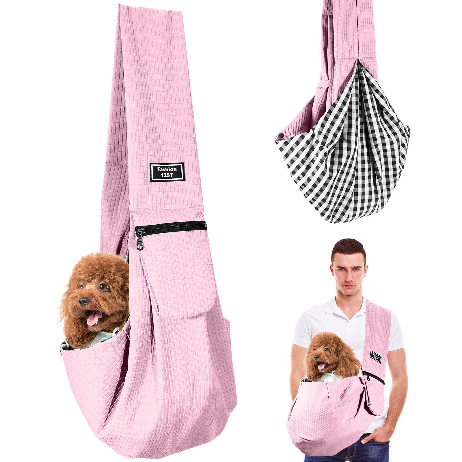 BlingBin Tiertransporttasche Hundetragetasche für Klein Hund,Haustiere Hunde Katze Sling, Wendbarer bis 6,5 kg, für Hunde und andere Haustiere bis 6.5 kg Tragetuch Hund Verstellbar