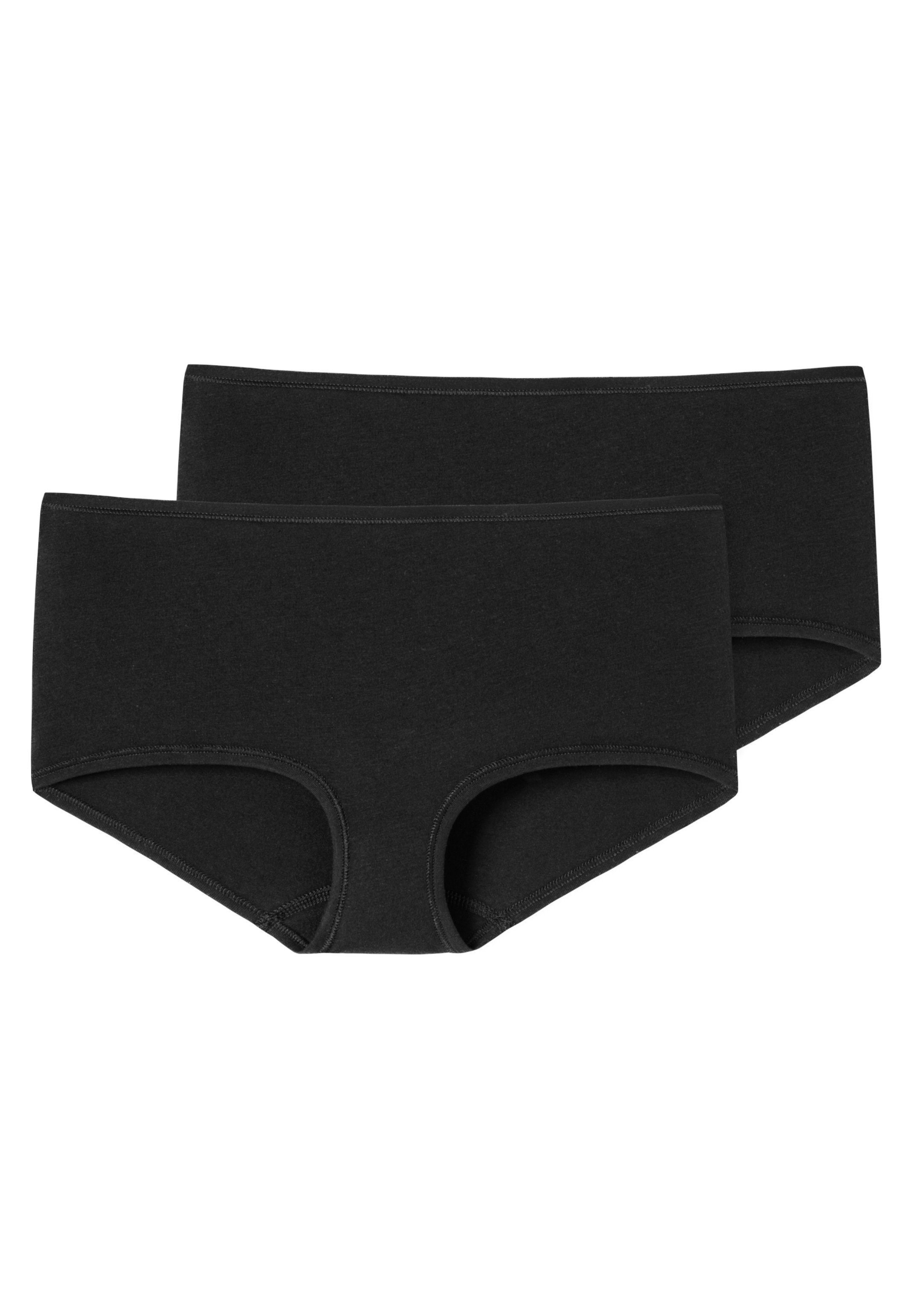 Schiesser Panty 2er Pack Shorts Nähte Baumwolle supersofter Cotton Organic - (Spar-Set, 95/5 Bund flache und Besonders 2-St) - Schwarz
