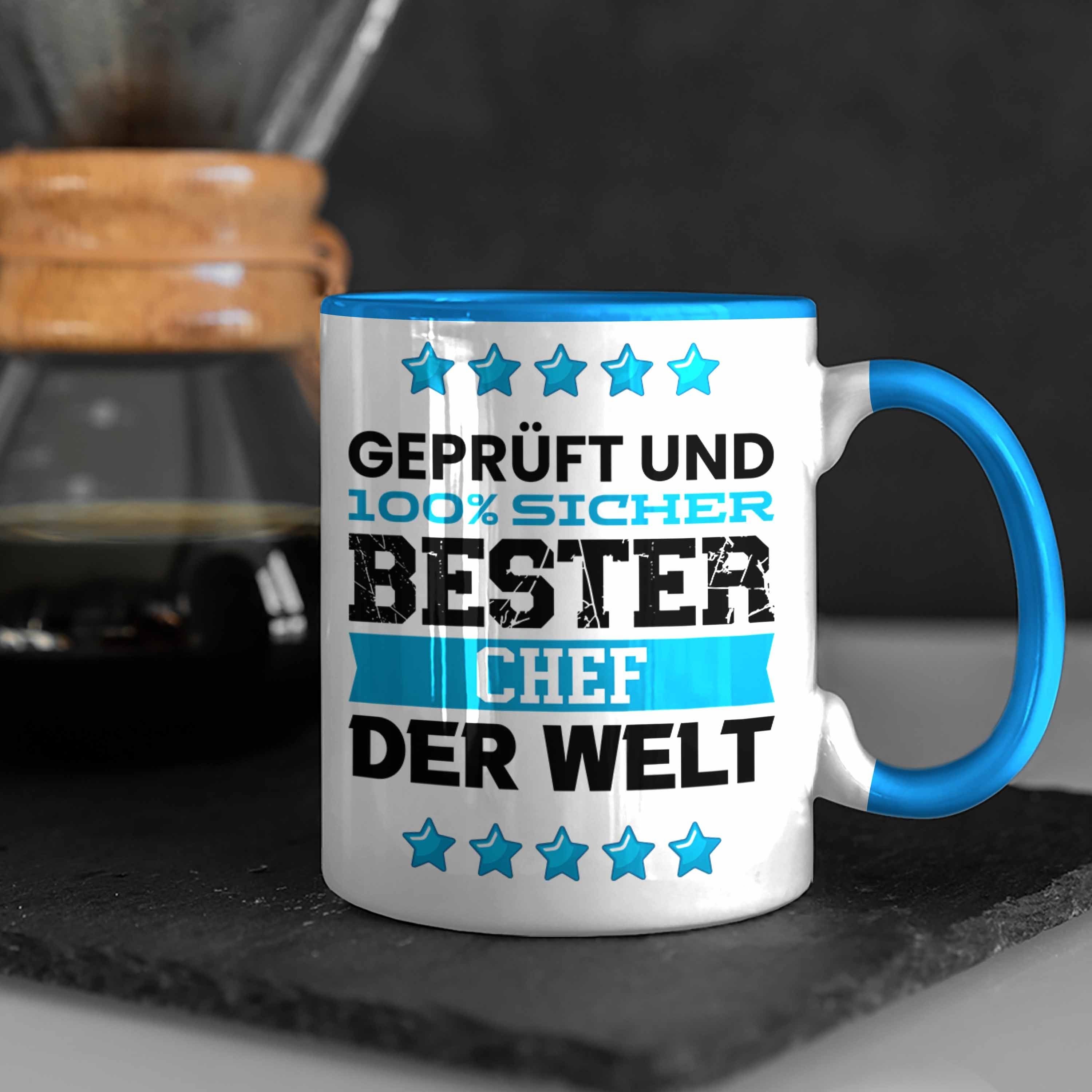Trendation Tasse Bester Welt Blau - Chef Tasse für Der Geschenk Chef Trendation Geburtstag