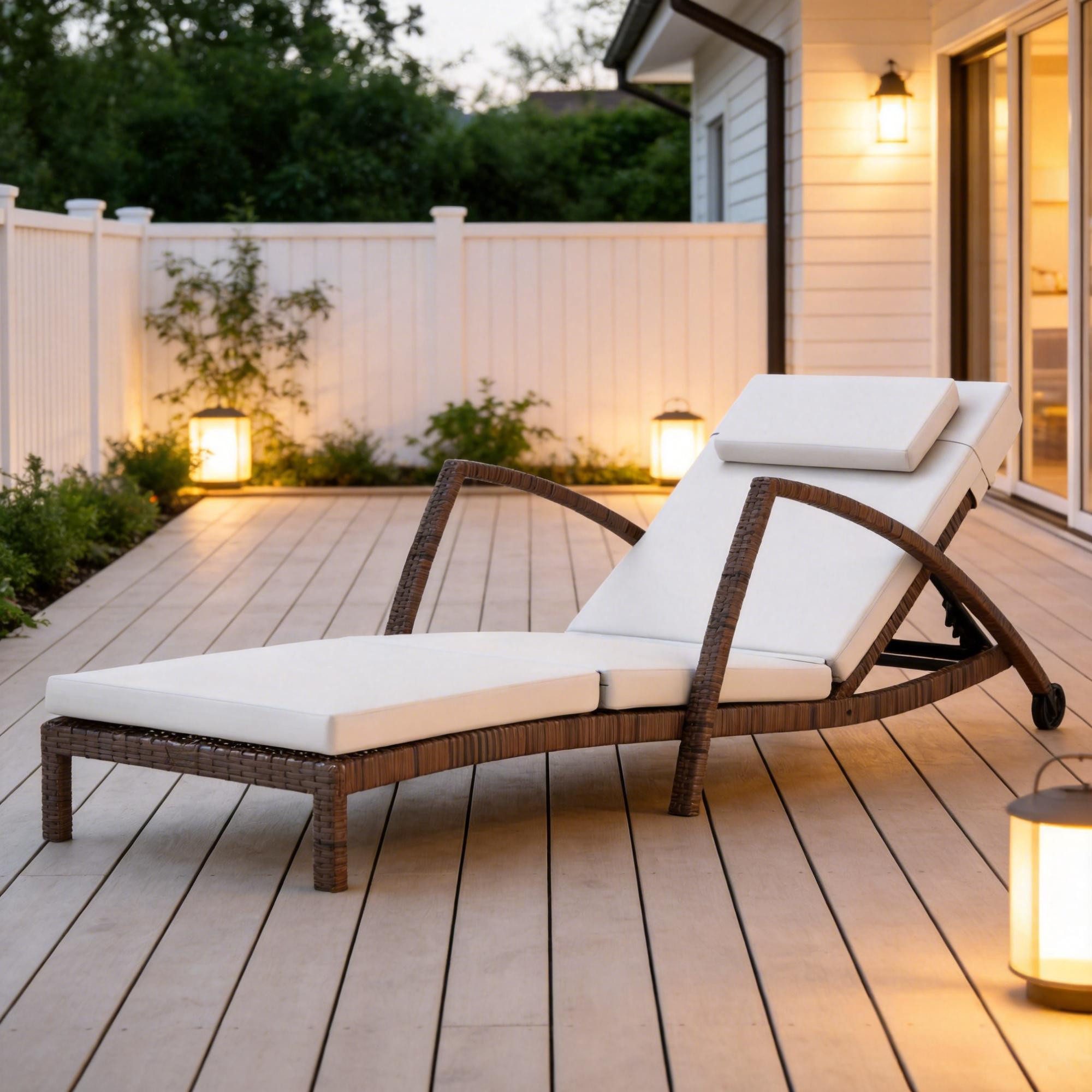 CHICFURN Gartenliege Moderne Sonnenliege mit Rädern für Terrasse und Außenbereich, Packung, 1 St., Chaise Lounge Stuhl für entspannte Momente im Garten, 185 x 72 x 78 cm, Braun, Beige, 1 Stück