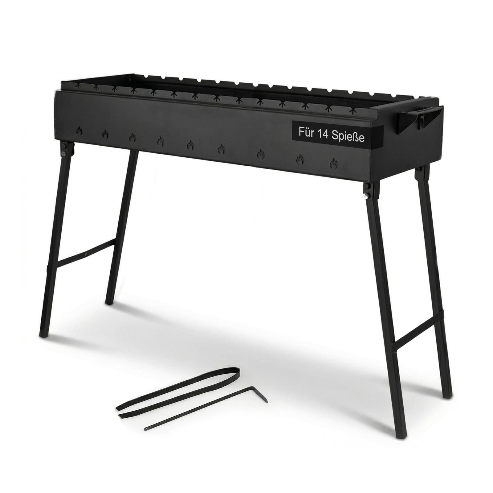 BIG-PAN Feuerkorb Klappbar Mangal für 14 Spieße 90cm Holzkohlegrill