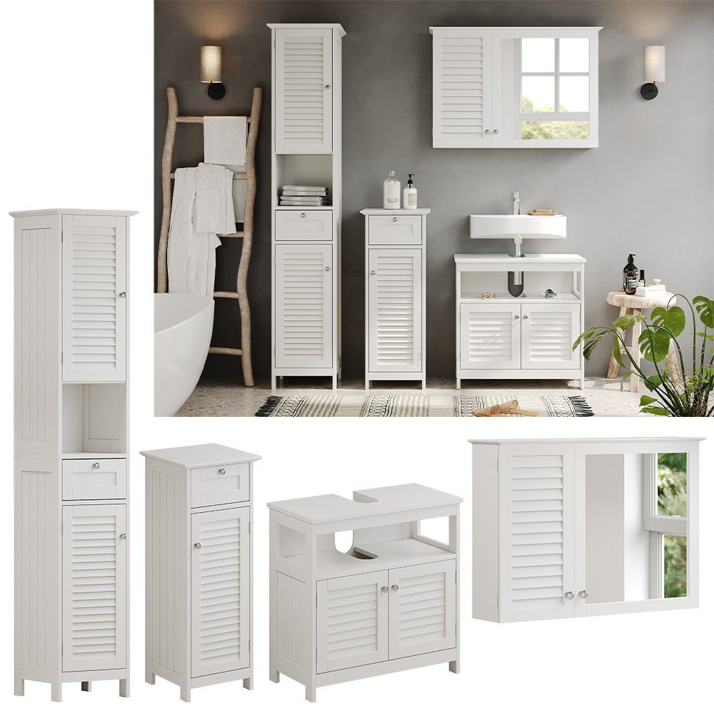 Vicco Badmöbel-Set Riad, Weiß, 4 Teile, günstig online kaufen