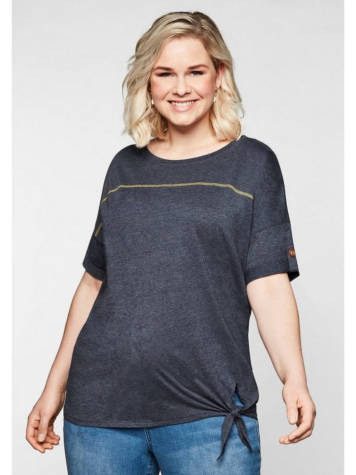Sheego T-Shirt Große Größen mit Ziernaht und Knotendetail am Saum