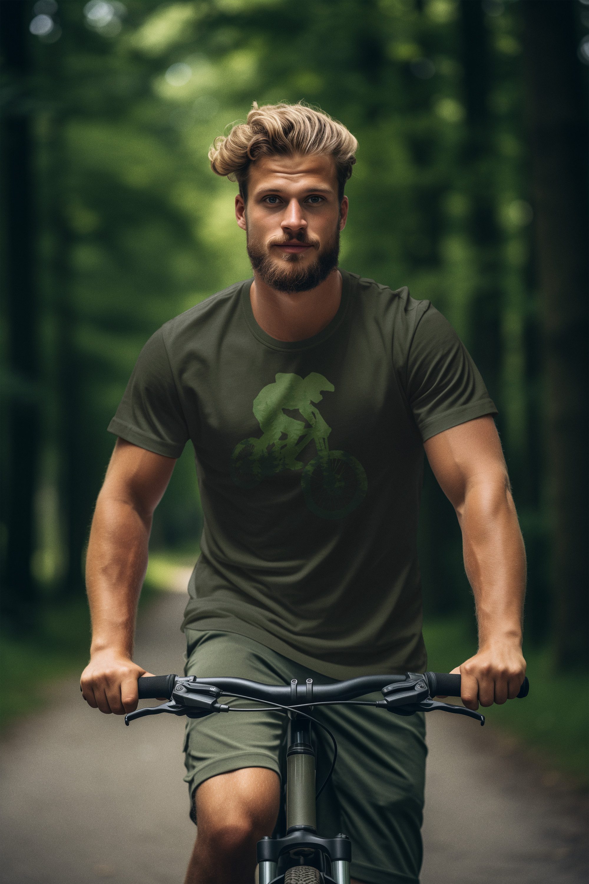 Baddery Print-Shirt Fahrrad T-Shirt: "Forest Ride" - MTB Mountainbike Shirt günstig online kaufen