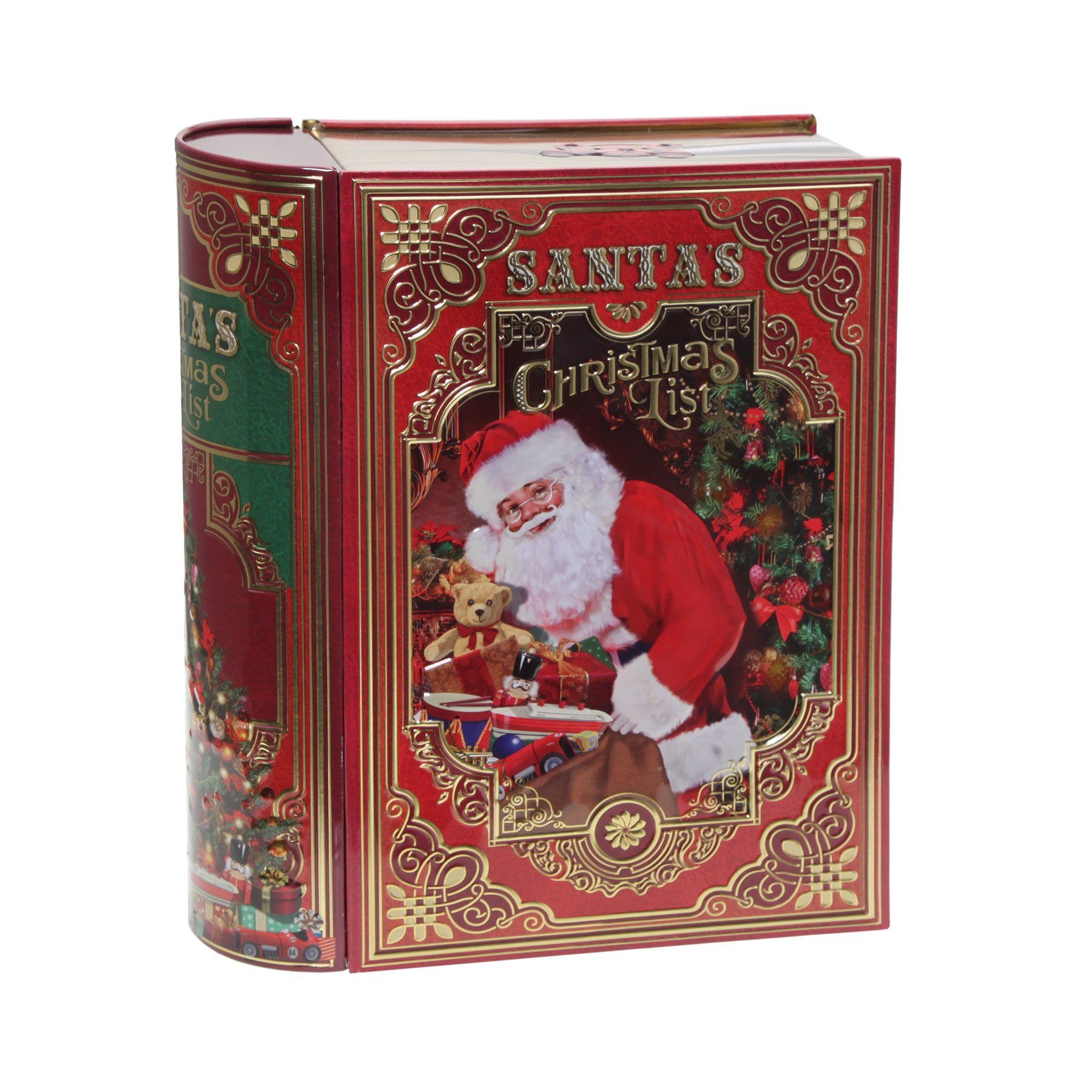 POWERHAUS24 Keksdose Blechdose Santas Buch 24,5 x 20,5 cm & Backrezept, Hochwertiges Blech, (Kein Set)