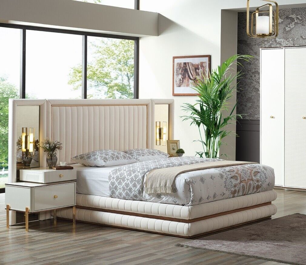 2x Möbel + Nachttische), Modern Bett tlg, Set Schlafzimmer-Set Design Europa JVmoebel 3 Made in 1x Schlafzimmer (3-St., + 2x Nachttische Bett