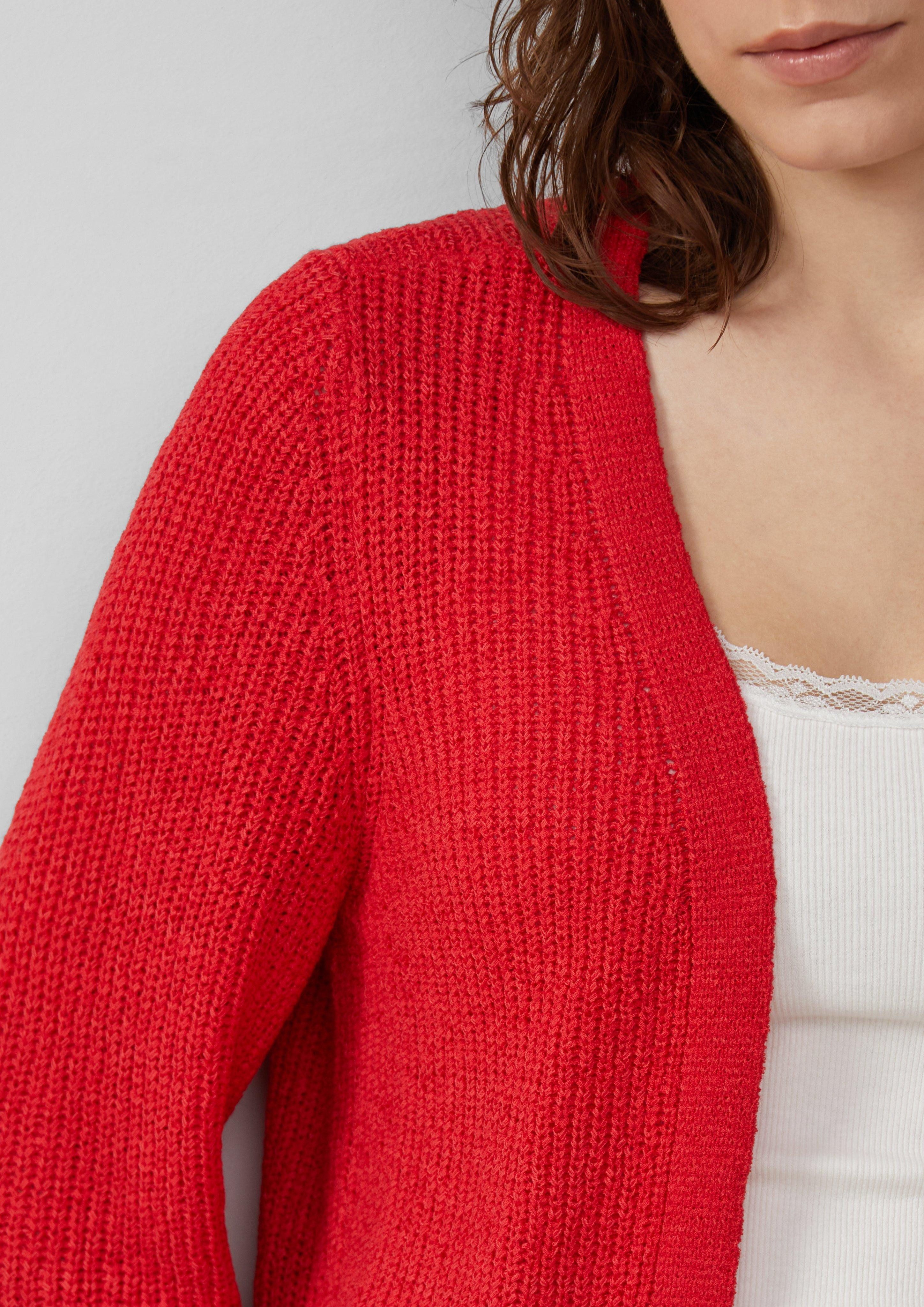 QS Funktionsjacke Strickjacke aus Bändchengarn Rollsaumblende günstig online kaufen