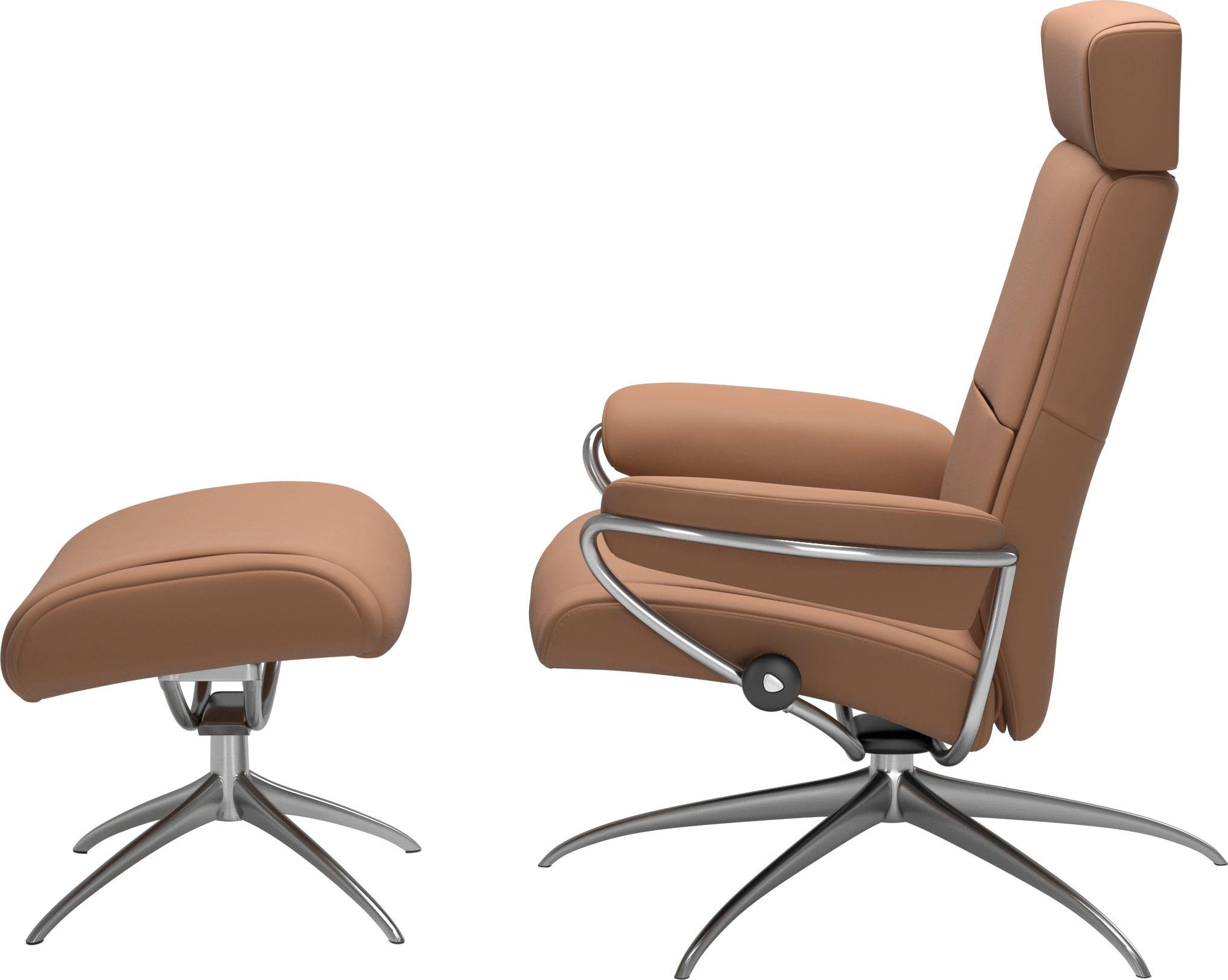 Stressless® Relaxsessel Paris (Set, Relaxsessel mit Hocker), mit Hocker, Low Back mit Kopfstütze, mit Star Base, Gestell Chrom