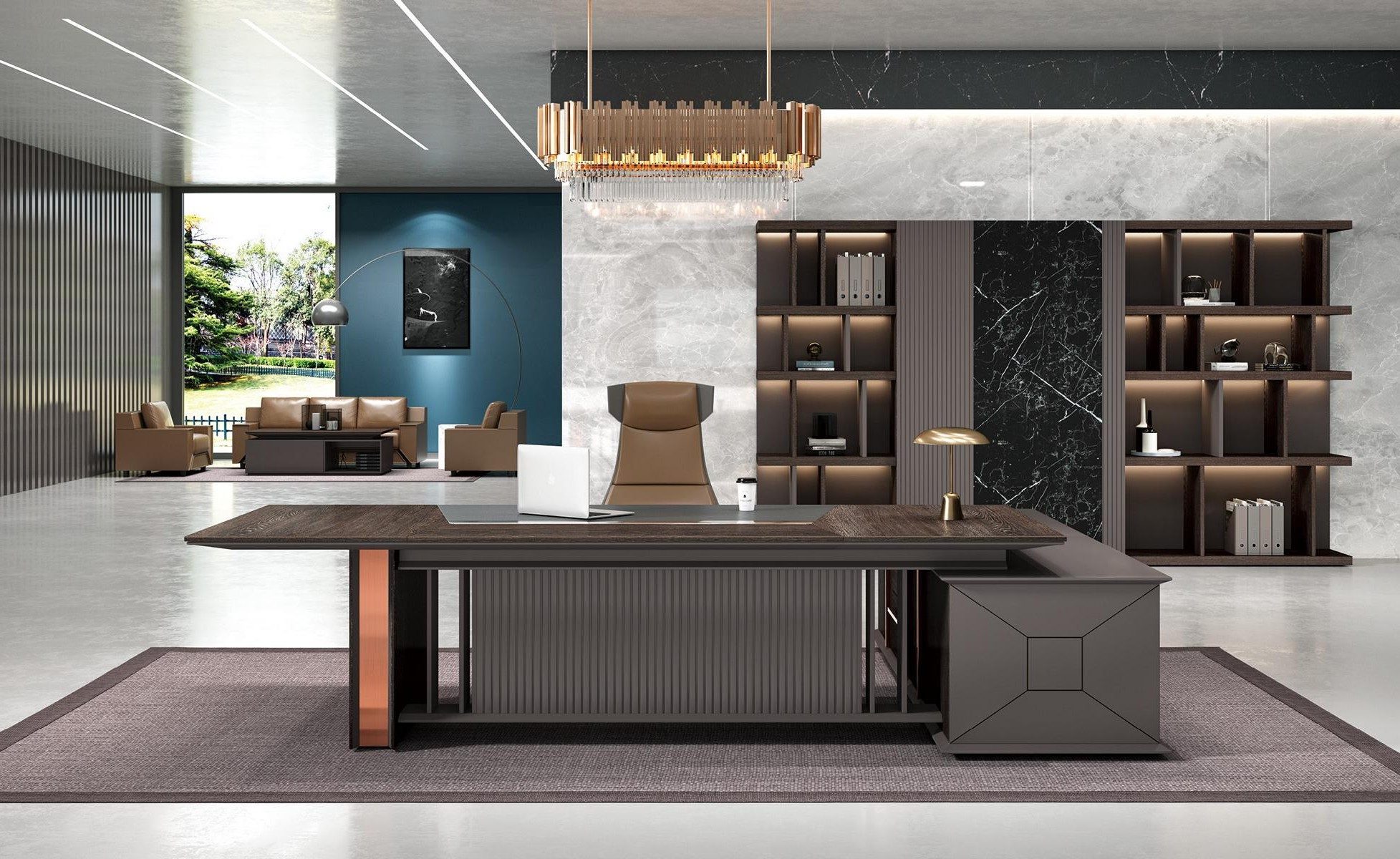 Xlmoebel Eckschreibtisch Eckschreibtisch von XLMOEBEL in Dunkelbraun, modernes Design, Made in Europa