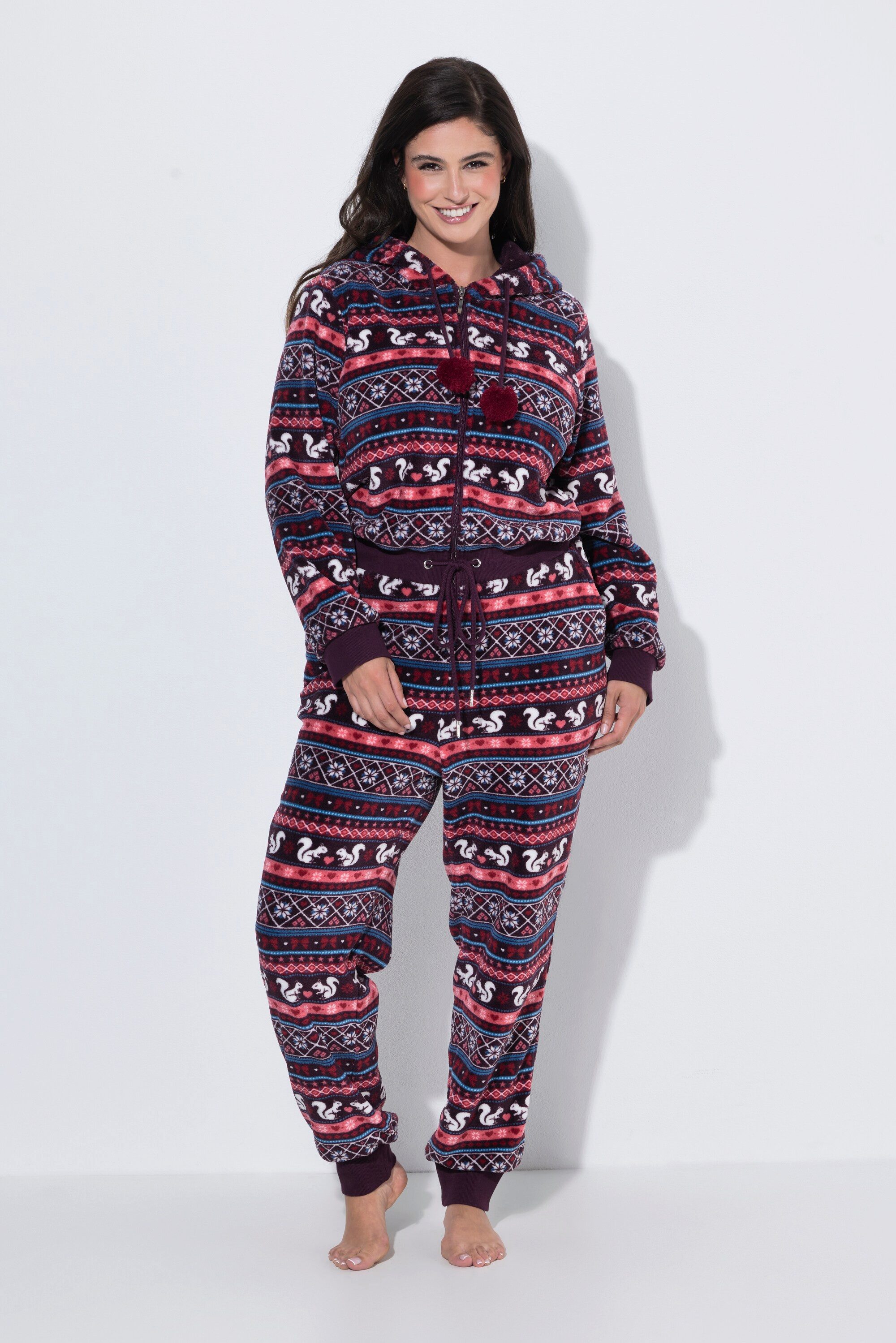 Ulla Popken Overall Homewear-Overall Norwegermuster Kapuze Langarm