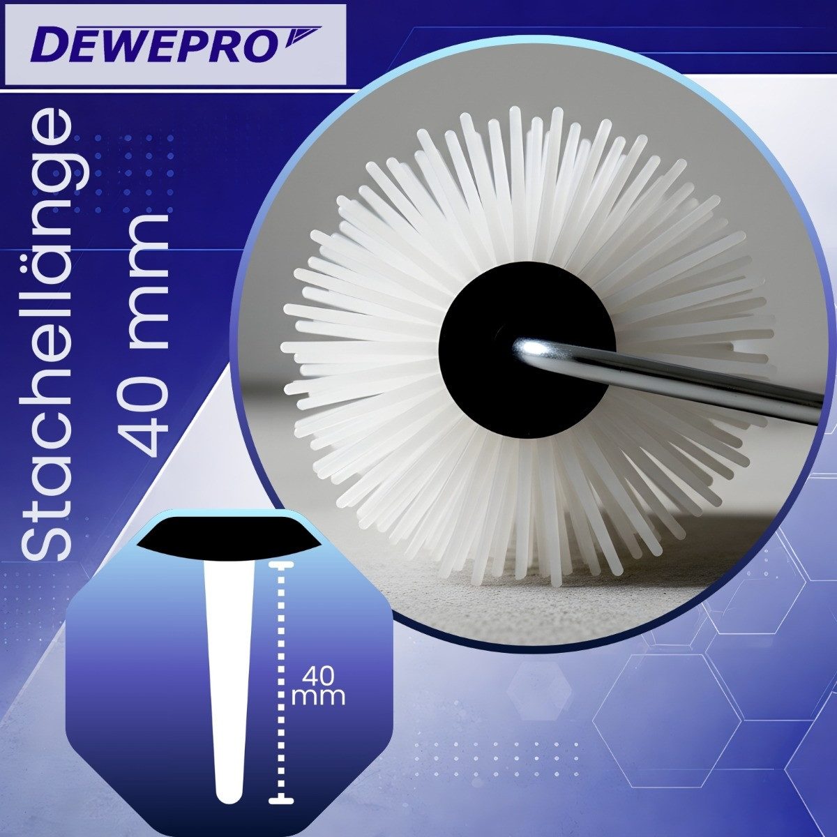 DEWEPRO Bodenlegerkelle DEWEPRO Stachelwalze 500mm breit, Stachellänge 40mm