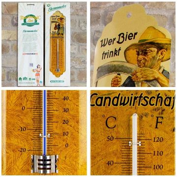 Nostalgic-Art Raumthermometer Retro Metall-Thermometer Innen Aussen Analog - Wer Bier trinkt