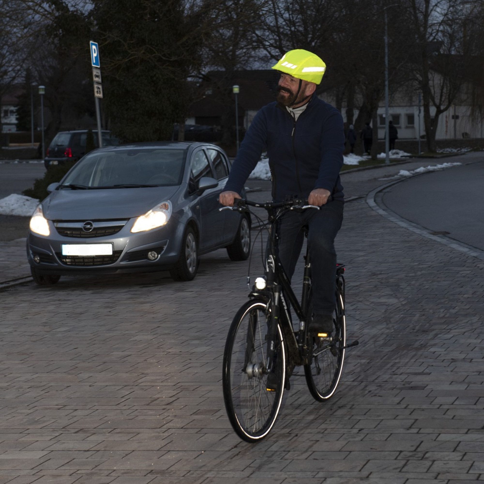 Hama Fahrradhelmüberzug für Fahrradhelme, reflektierend, neongelb
