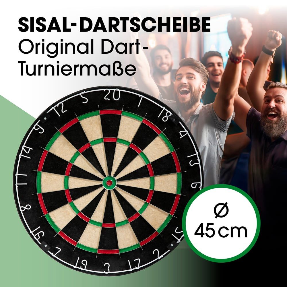 #DoYourDart Dartscheibe #DoYourDart Dartscheibe, 6 Dartpfeile – Steeldart inkl. Flight, Dart Komplett-Set, Sisal Dartscheibe mit Dart-Surround