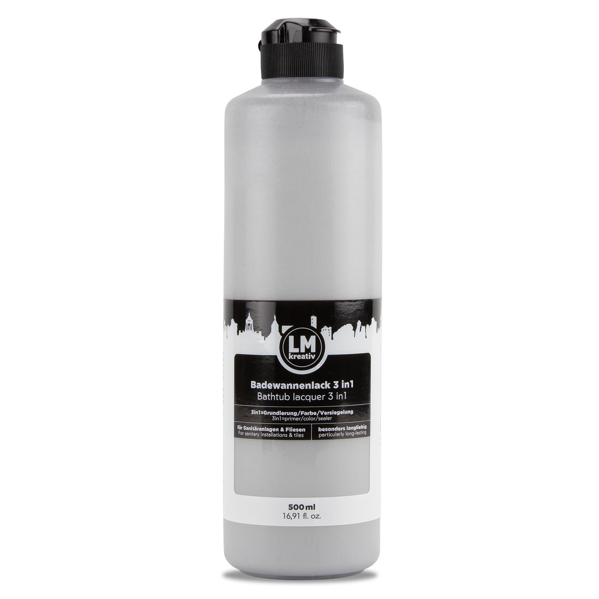 LM-Kreativ Fliesenlack Badewannen- & Fliesenlack 3in1 mit Aktivator, hochdeckend & robust, wasserbasiert, hochdeckend, wasserfest, mit Aktivator, für Bad/Fliesen