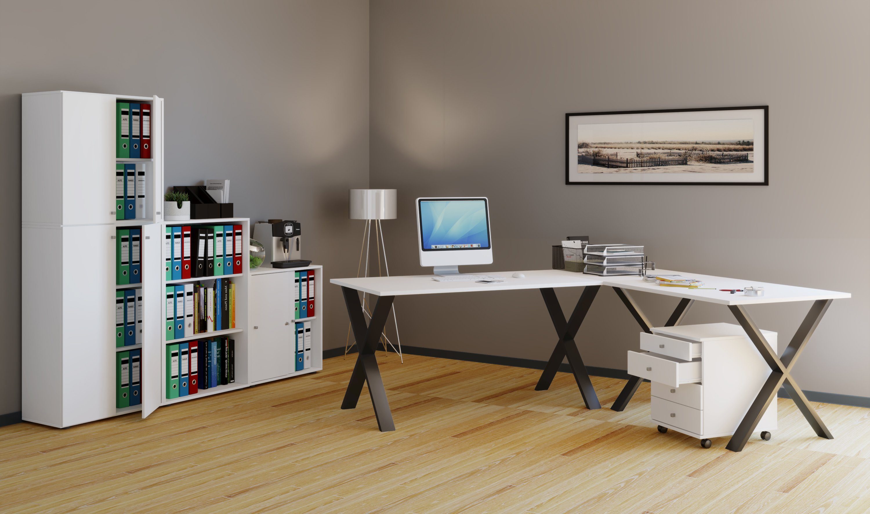 VCM Schreibtisch Bürotisch Eckschreibtisch Lona H. 76 x B. 130 x T., VCM Holz Schreibtisch, L Form links oder rechts