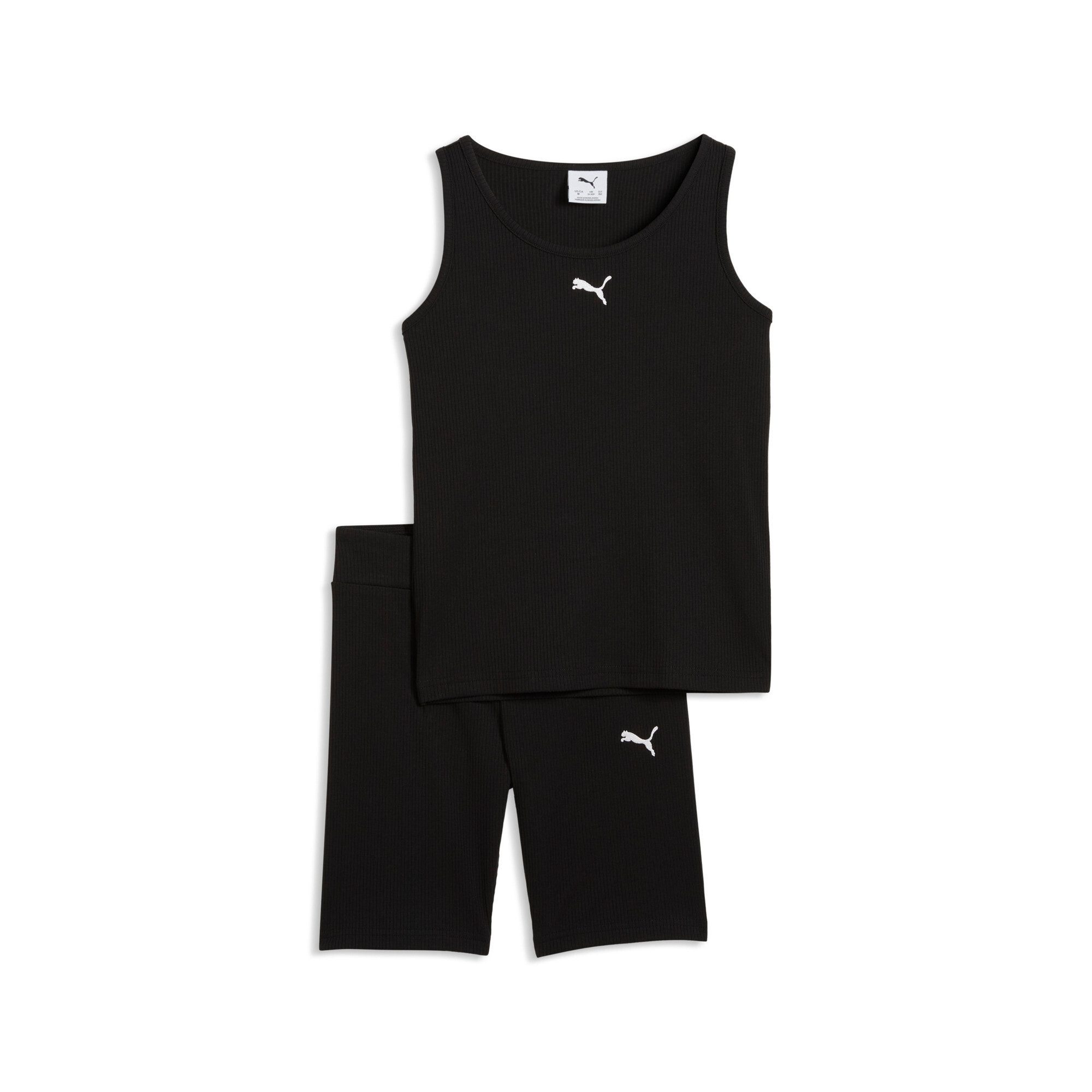 PUMA Trainingsanzug ESS ELEVATED RIB TANK AND SHORT LEGGINGS SET G (2-tlg), für Teens, Slim Fit, ohne Kapuze