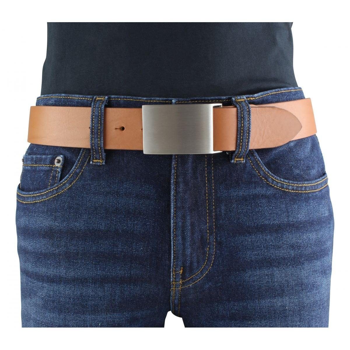 BELTINGER Ledergürtel - Gürtel für 40mm Silber Vollrindleder - Jeans Jeans-Gürtel cm aus 4,0 Braun, Herren