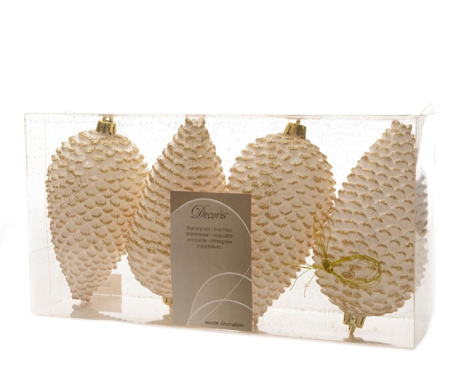 Kaemingk Weihnachtsbaumkugel Christbaumschmuck Zapfen bruchfest Ø 7 cm H 12 cm 4 Stück weiß