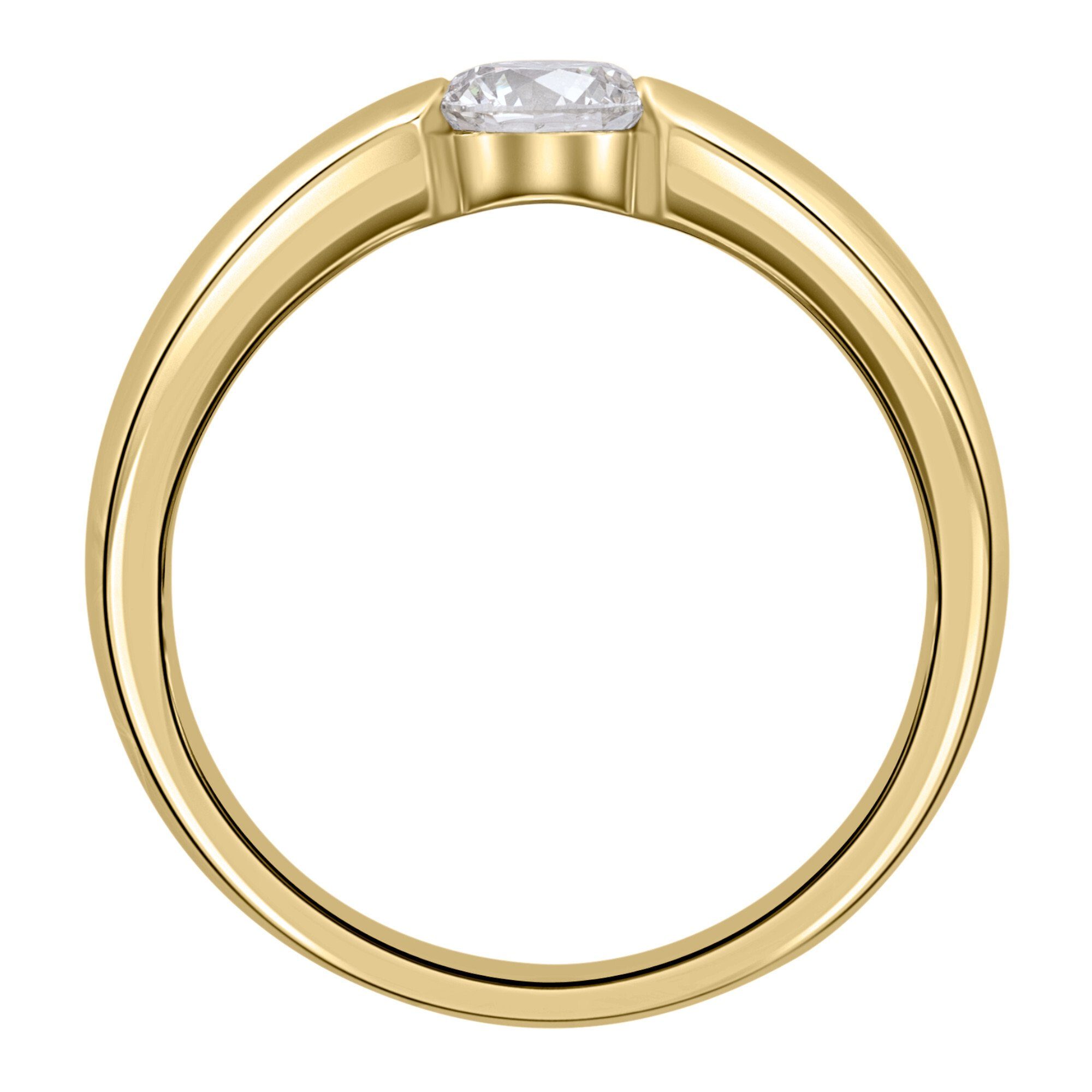 585 Schmuck Gelbgold, Ring Gold Damen aus Diamantring Brillant Diamant Spannfassung Spannfassung 0.08 ct ELEMENT ONE