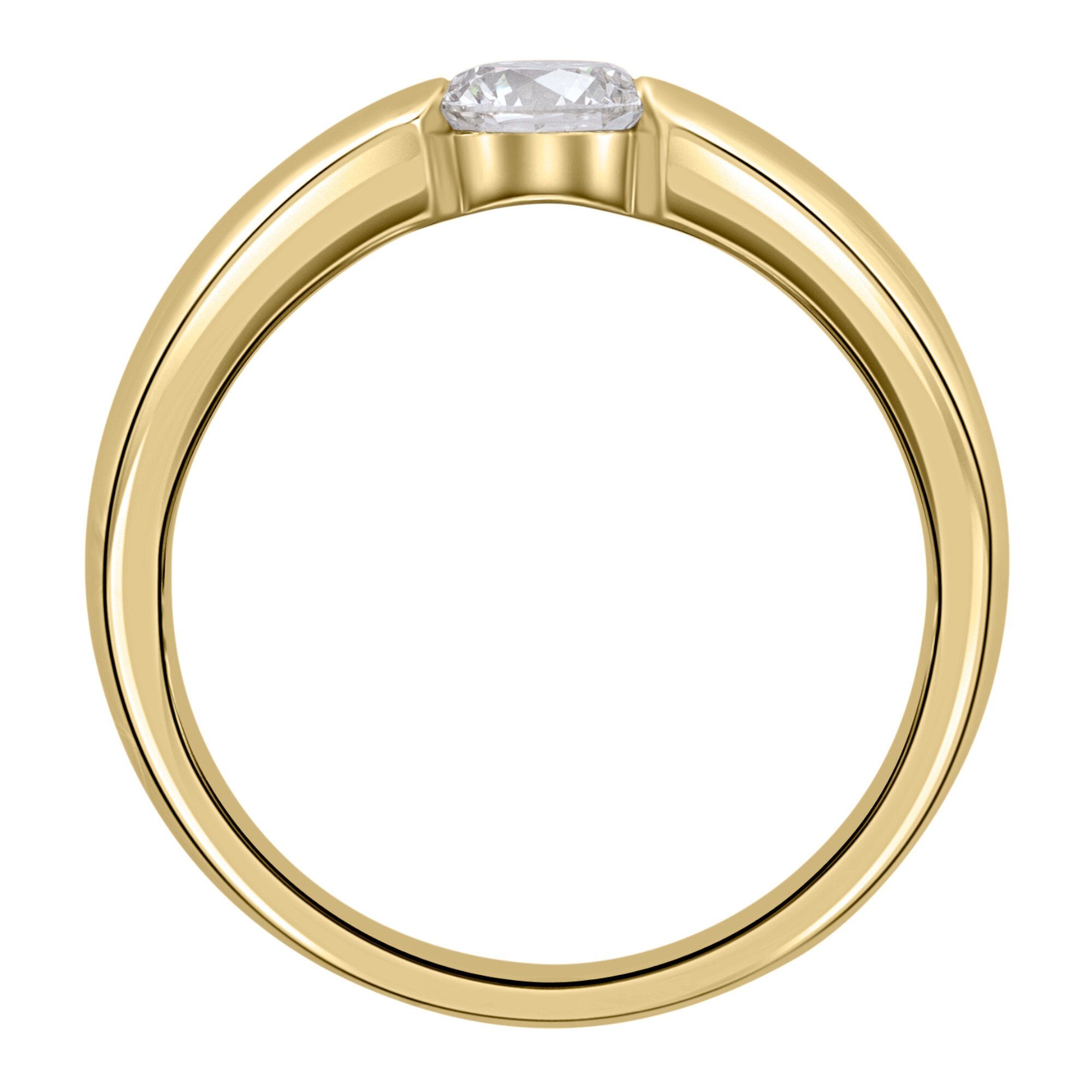 ONE ELEMENT Diamantring 0.08 ct Diamant Brillant Spannfassung Ring aus 585 Gelbgold, Formschön & ausgewogen – dezente Anmutung mit Stil