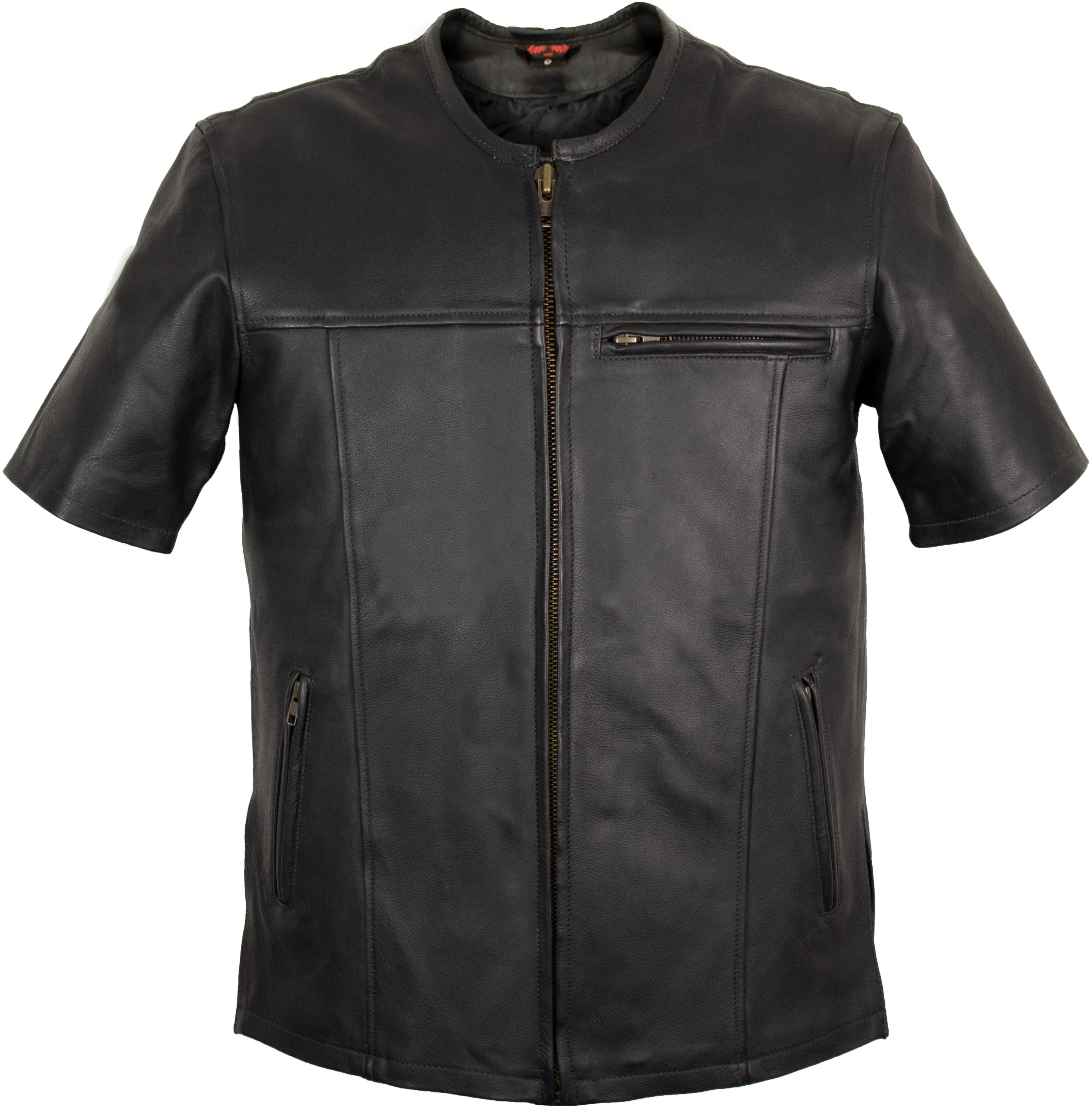 MDM Kurzarmhemd Biker Hemd, Weste mit kurzen Ärmel (aus Glattem Rindsleder günstig online kaufen