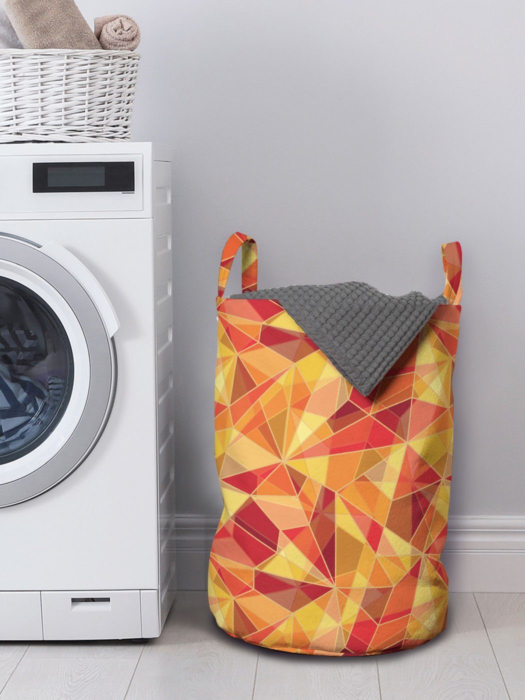 Griffen Stil Geometrisch für Abakuhaus Wäschesäckchen Digital Waschsalons, mit Mosaik Kordelzugverschluss Wäschekorb