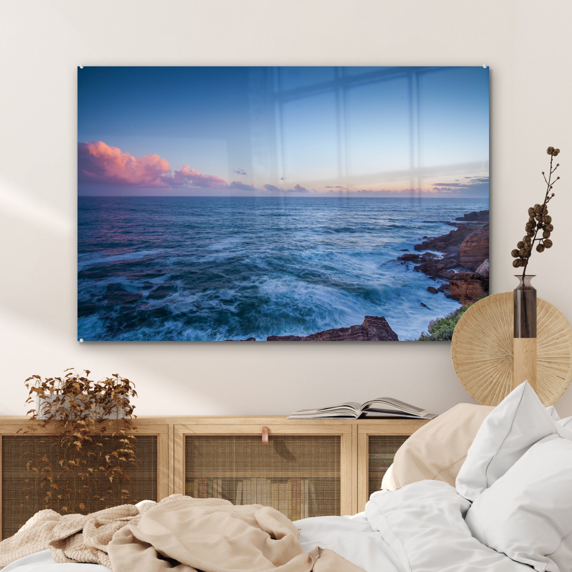 Meer St), Sonnenuntergang, Acrylglasbilder MuchoWow Portugal - (1 & Schlafzimmer - Wohnzimmer Acrylglasbild