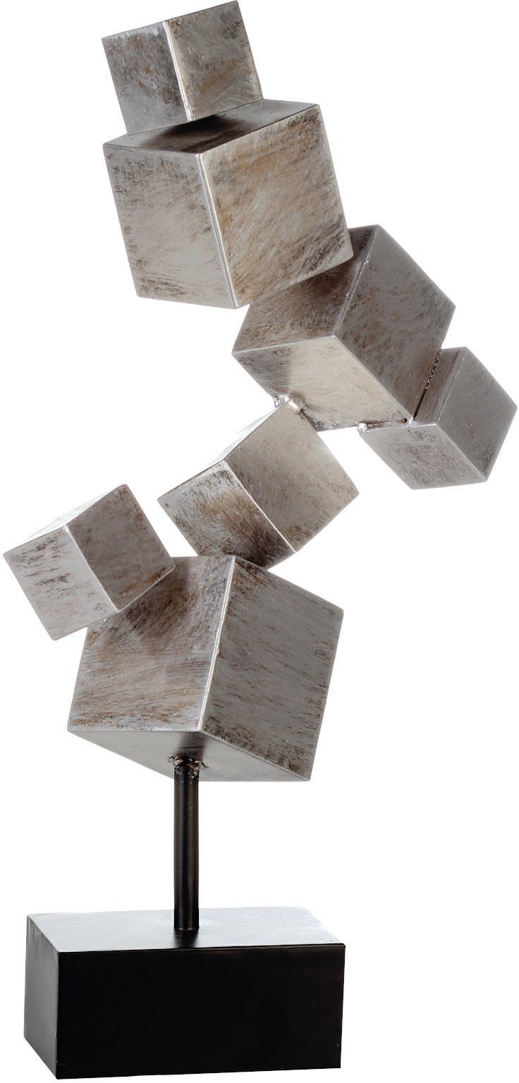 Casablanca by Gilde Dekoobjekt »Skulptur Cubes, antik silber« (1 Stück), Höhe 56 cm, aus Metall, Wohnzimmer-Otto