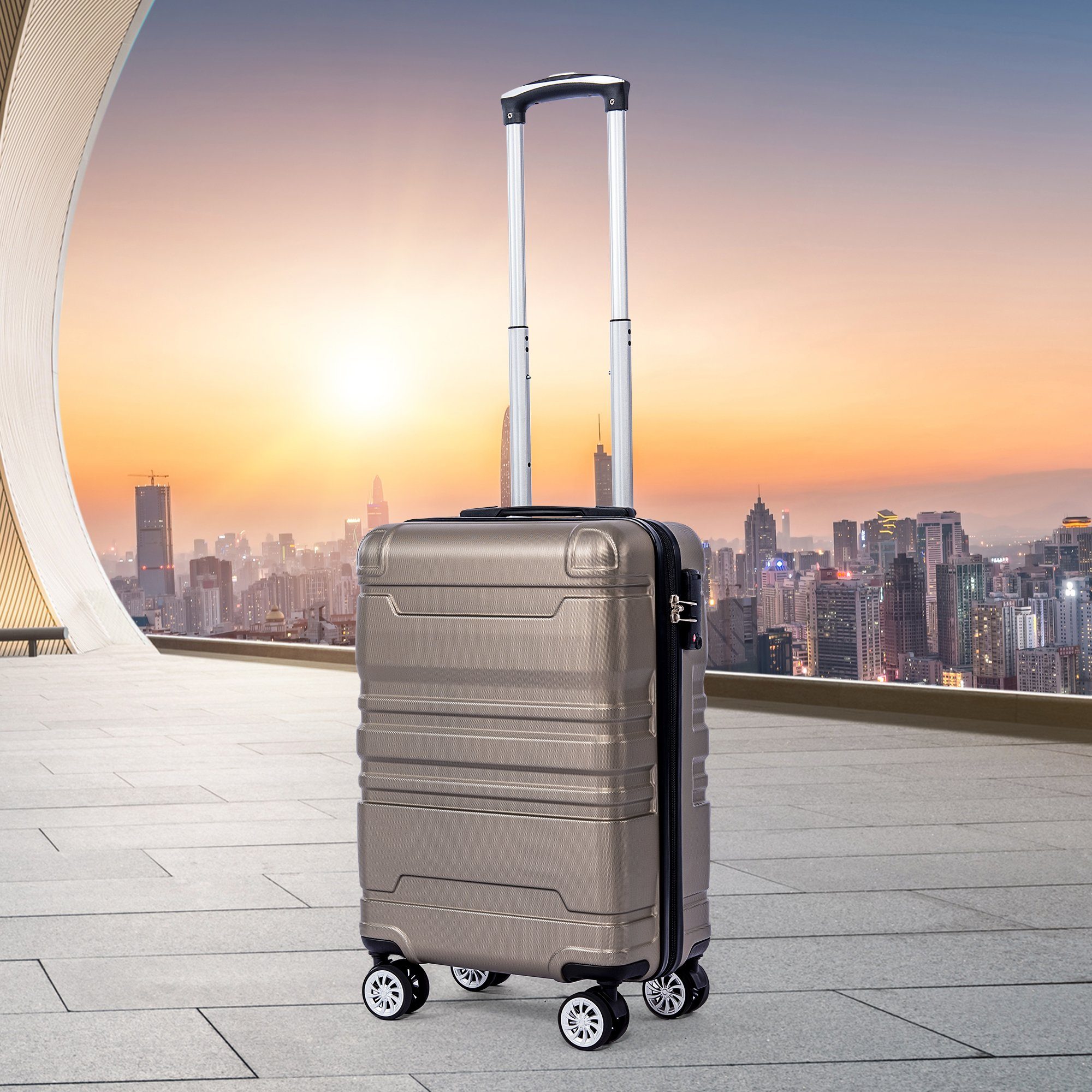 GLIESE Koffer mit TSA-Schloss und Schwenkrollen, 35x21x55 cm Gold
