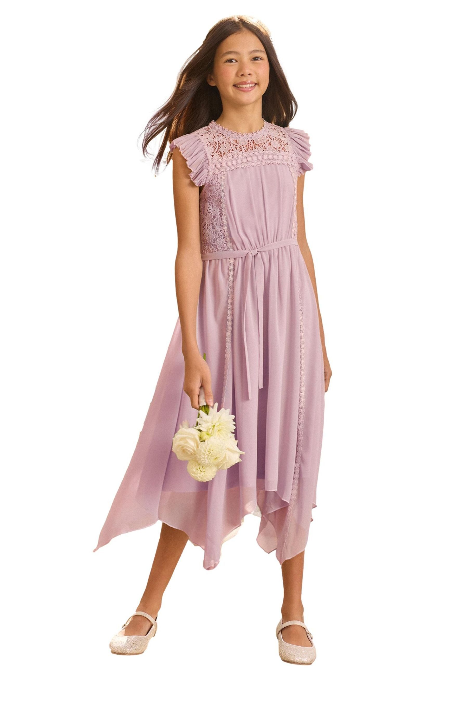 LIPSY Partykleid Lipsy Abendkleid mit Spitzenfront + Flatterärmeln (2-tlg)