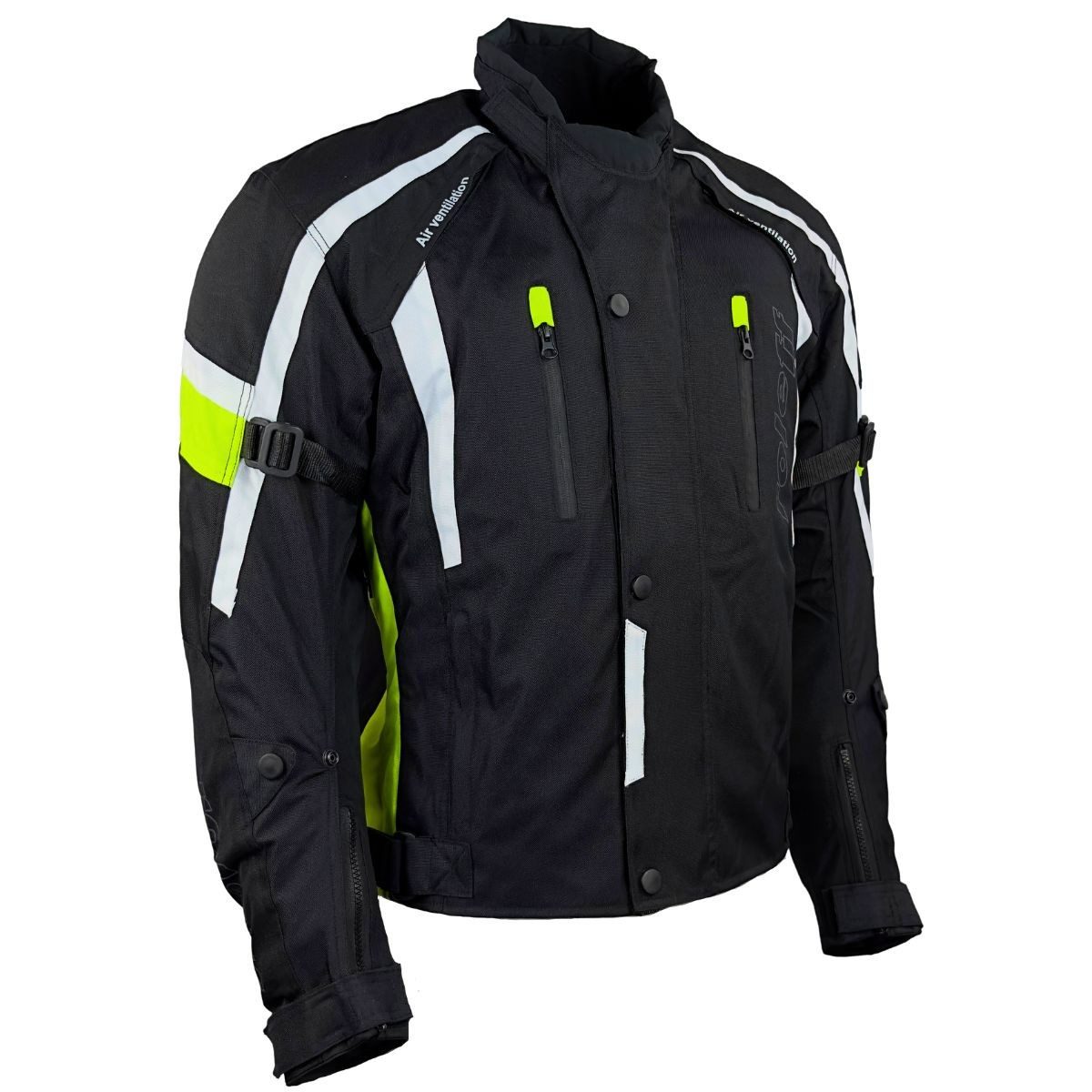 roleff Motorradjacke RO15043- Schwarz-Neongelb, wasserdicht, atmungsaktiv & mit Protektoren winddicht, wasserdicht, atmungsaktiv – Bild 3 von 5