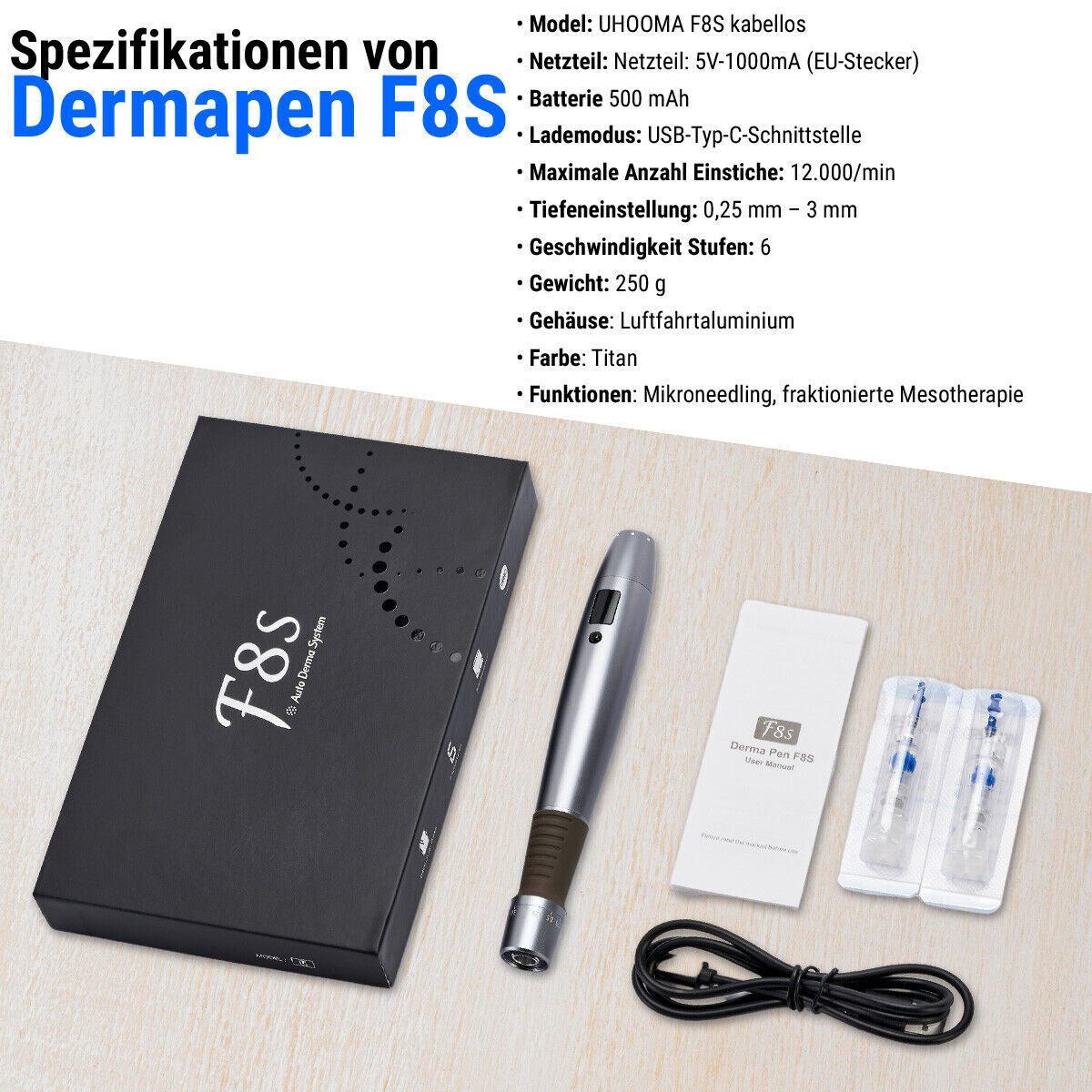 P-Beauty Cosmetic Accessories Dermaroller Derma Pen Microneedling Gerät Nadeln Nadelpatronen F8S