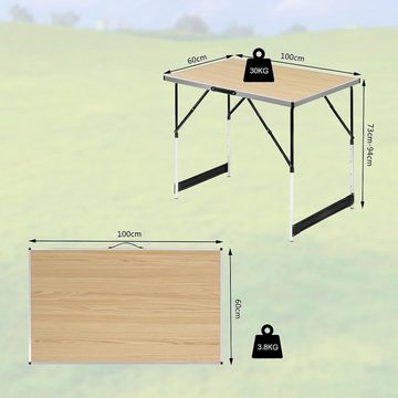 Woltu Campingtisch (1-St), Klapptisch höhenverstellbar, Aluminium Stahl MDF