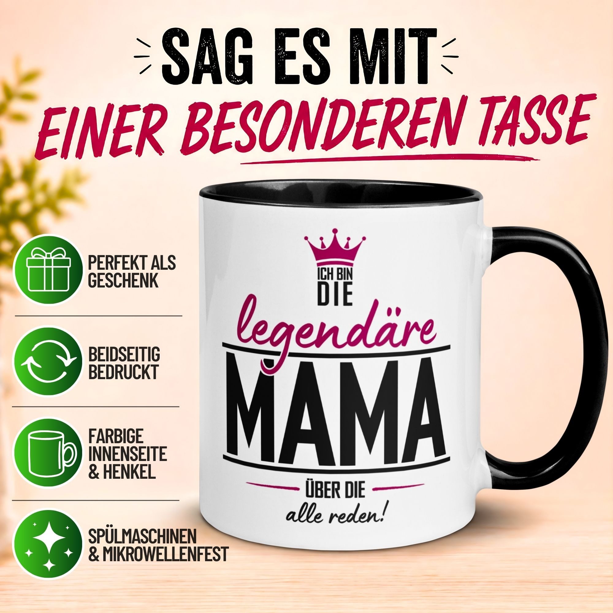 Momentals Tasse Mama – „Ich bin die legendäre“ – Beste Mama Geschenk Becher Muttertag, Gratis Versand · Links-&Rechtshänder · Spülmaschinenfest