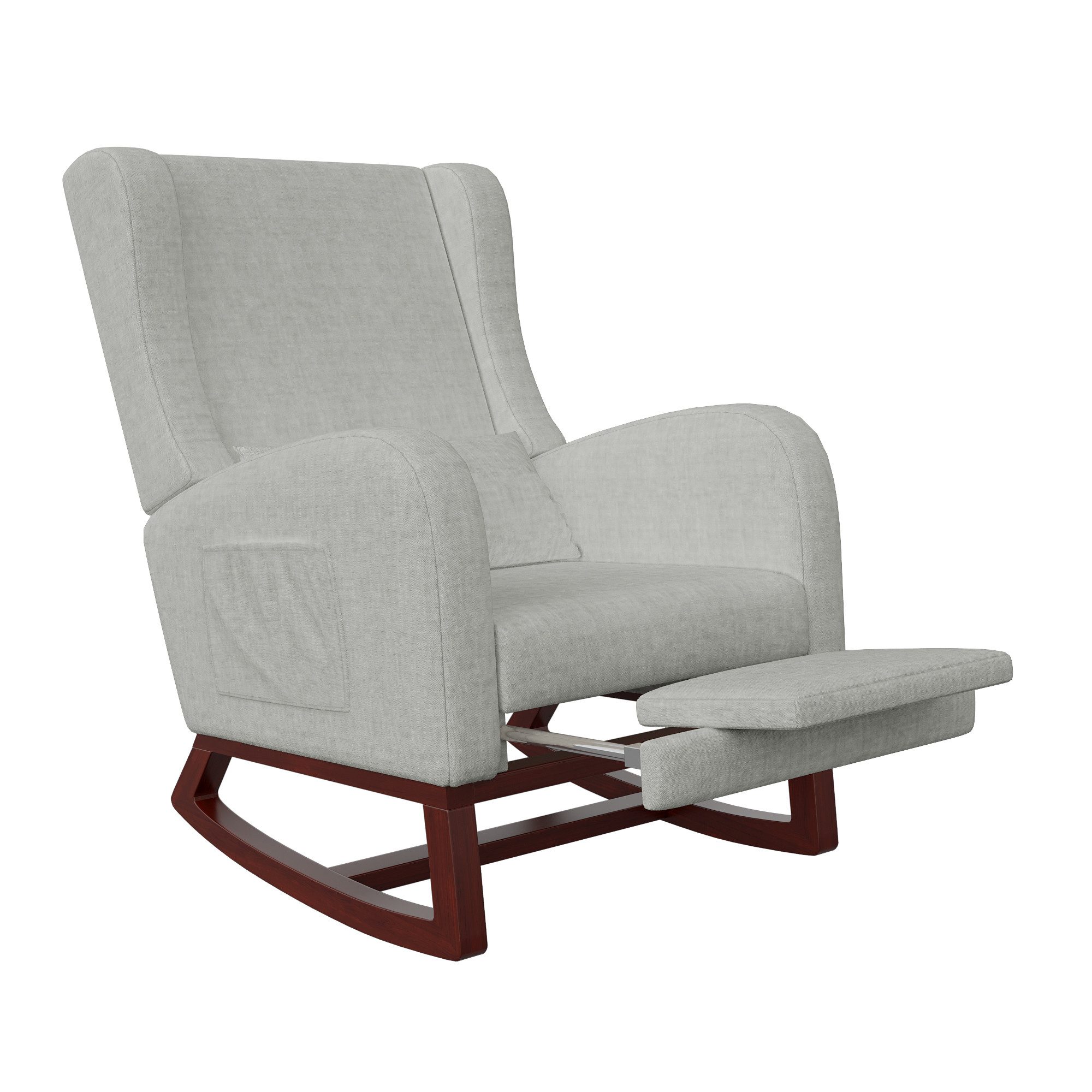 PXloue Schaukelstuhl Stillsessel Relaxsessel Loungesessel, mit Holzsockel Fußstütze Verdicken,Leinen,67 x 64 x 99 cm