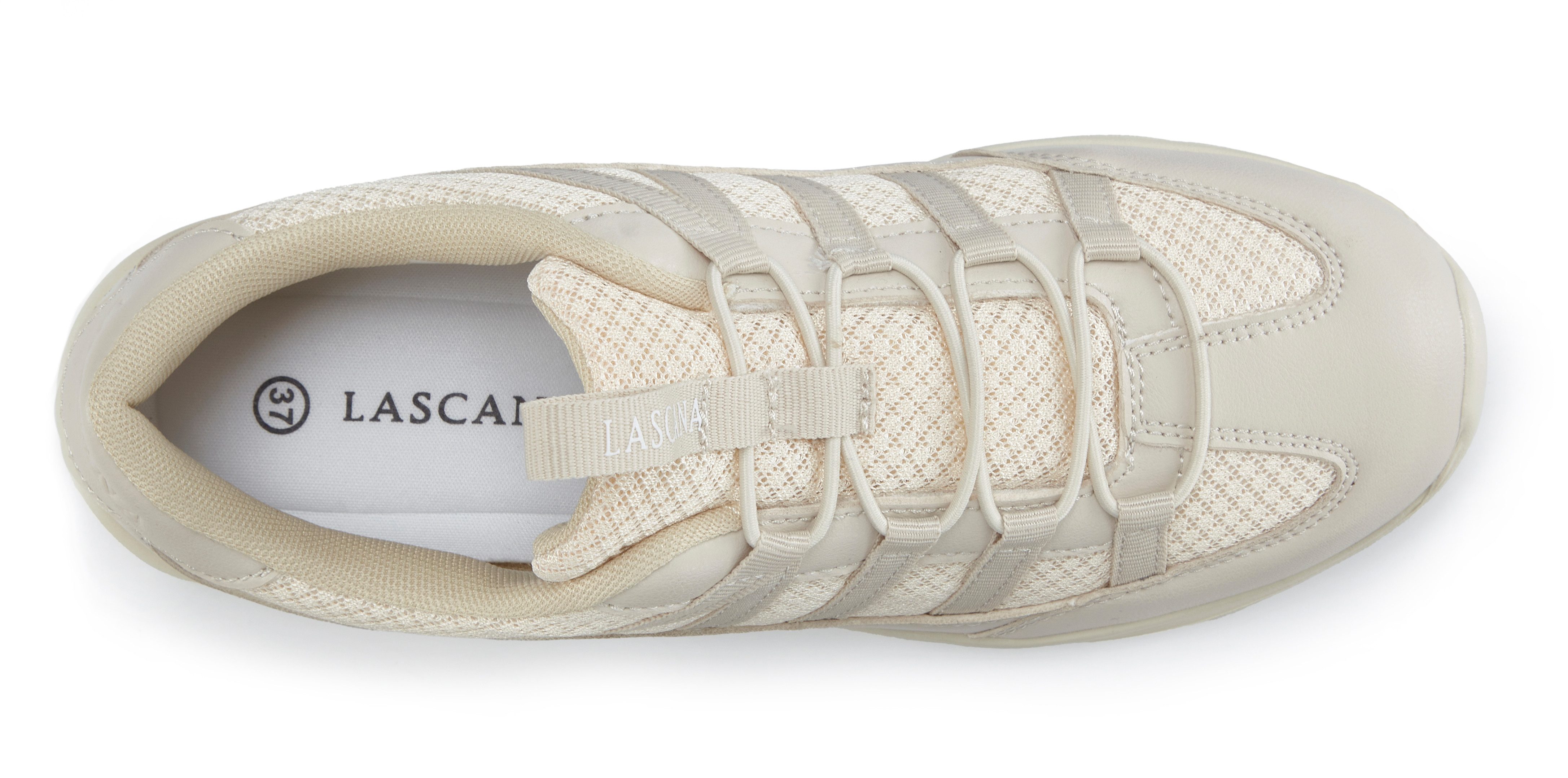 LASCANA Freizeitschuh, Halbschuh, Turnschuhe, Sneaker zum Reinschlüpfen mit elastischen Schnürbändern VEGAN