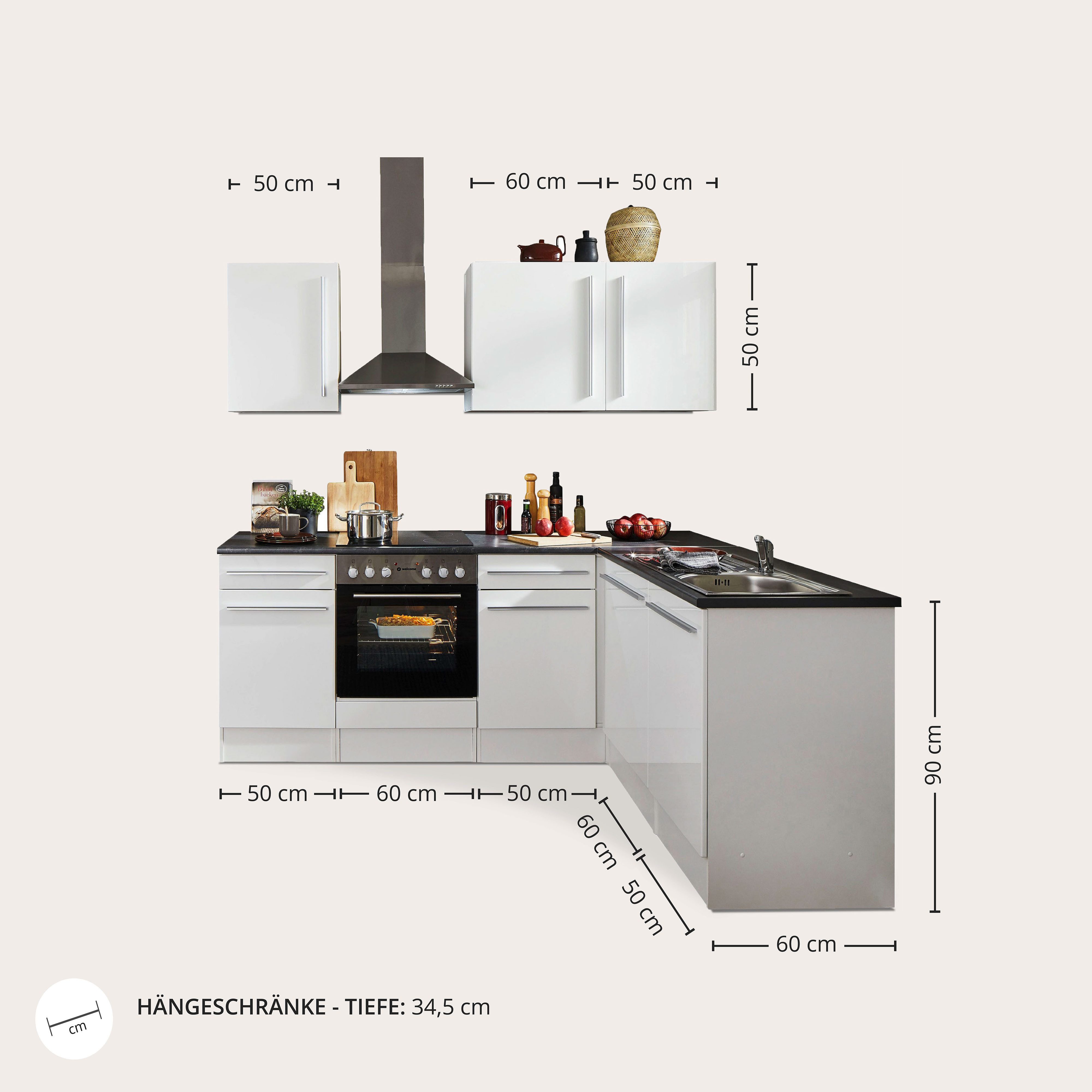 BASIC by Balculina Winkelküche Jazz, Stellbreite 220x175 cm, wahlweise mit E-Geräten
