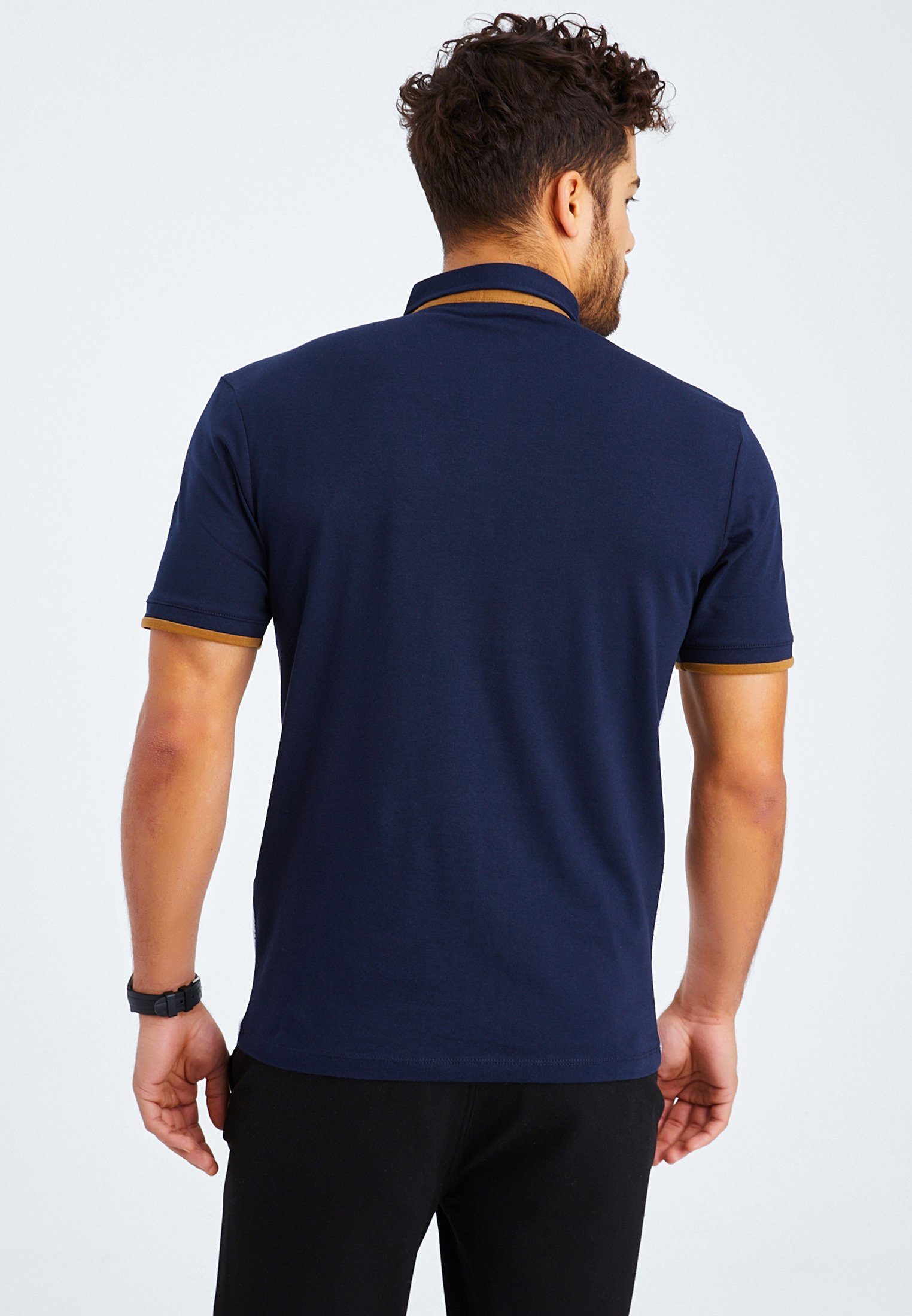 Leif Nelson T-Shirt Herren Polo T-Shirt blau normal LN-55510