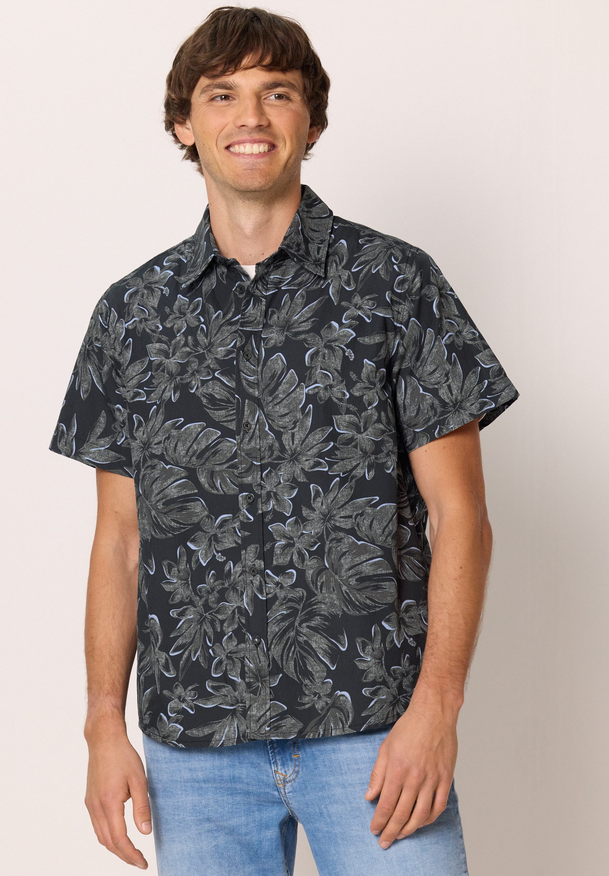 STREET ONE MEN Kurzarmhemd mit Blumenmuster