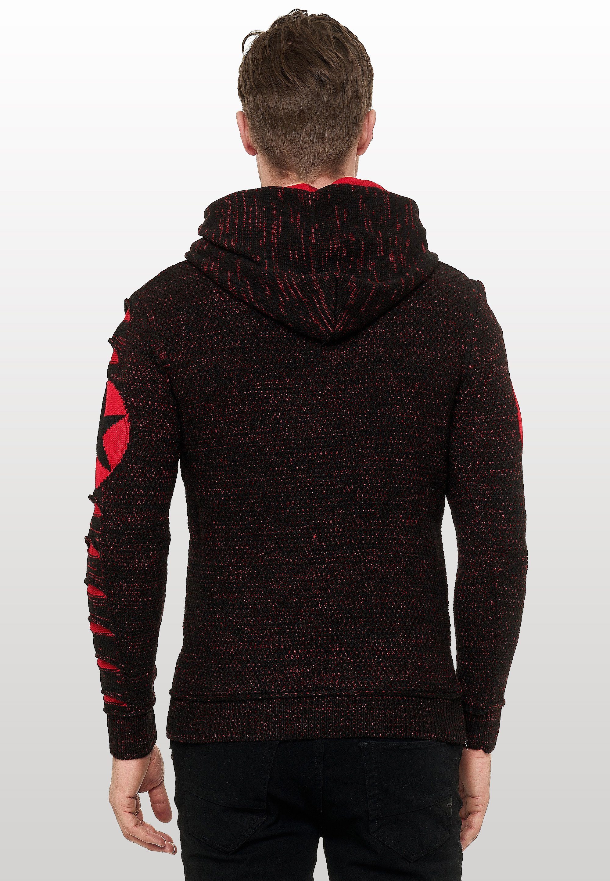 Kapuzensweatshirt mit Stern-Design Rusty schwarz-rot Neal großem