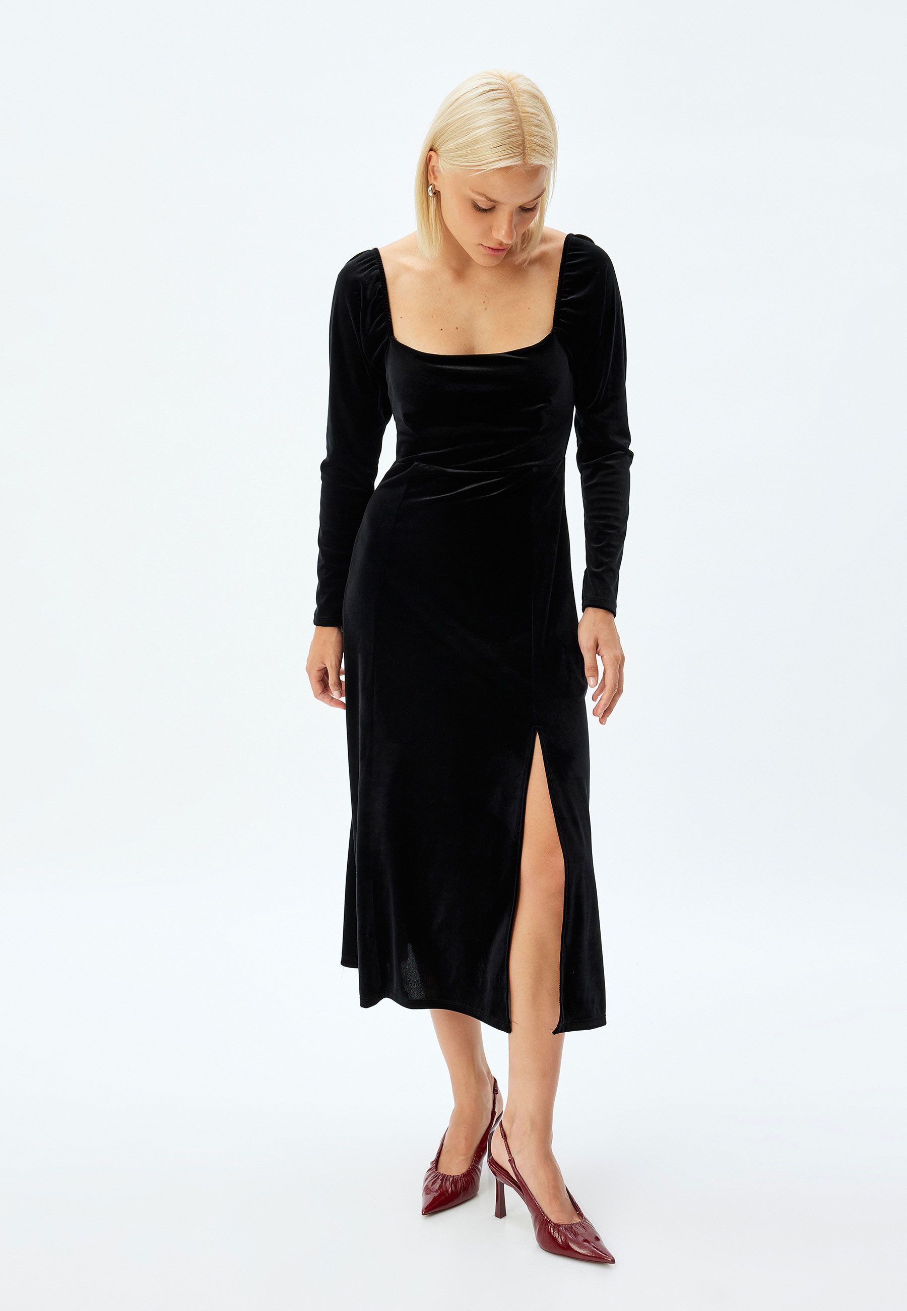 Midikleid Midi Länge Mit Schlitzdetail