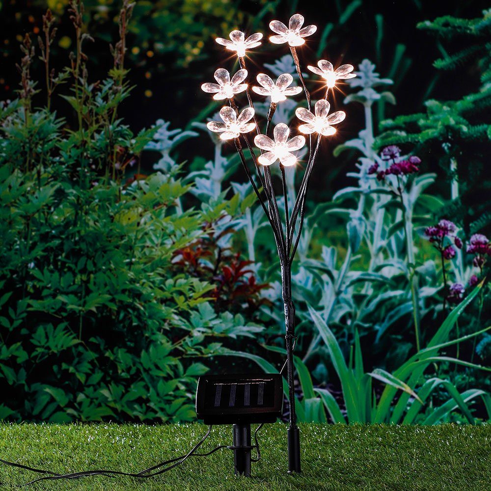 Solar Garten verbaut, LED Blumen Außen 3x LED-Leuchtmittel Beleuchtung fest Deko Lampen RGB Farbwechsel, Solarleuchte, etc-shop Steck LED Warmweiß,