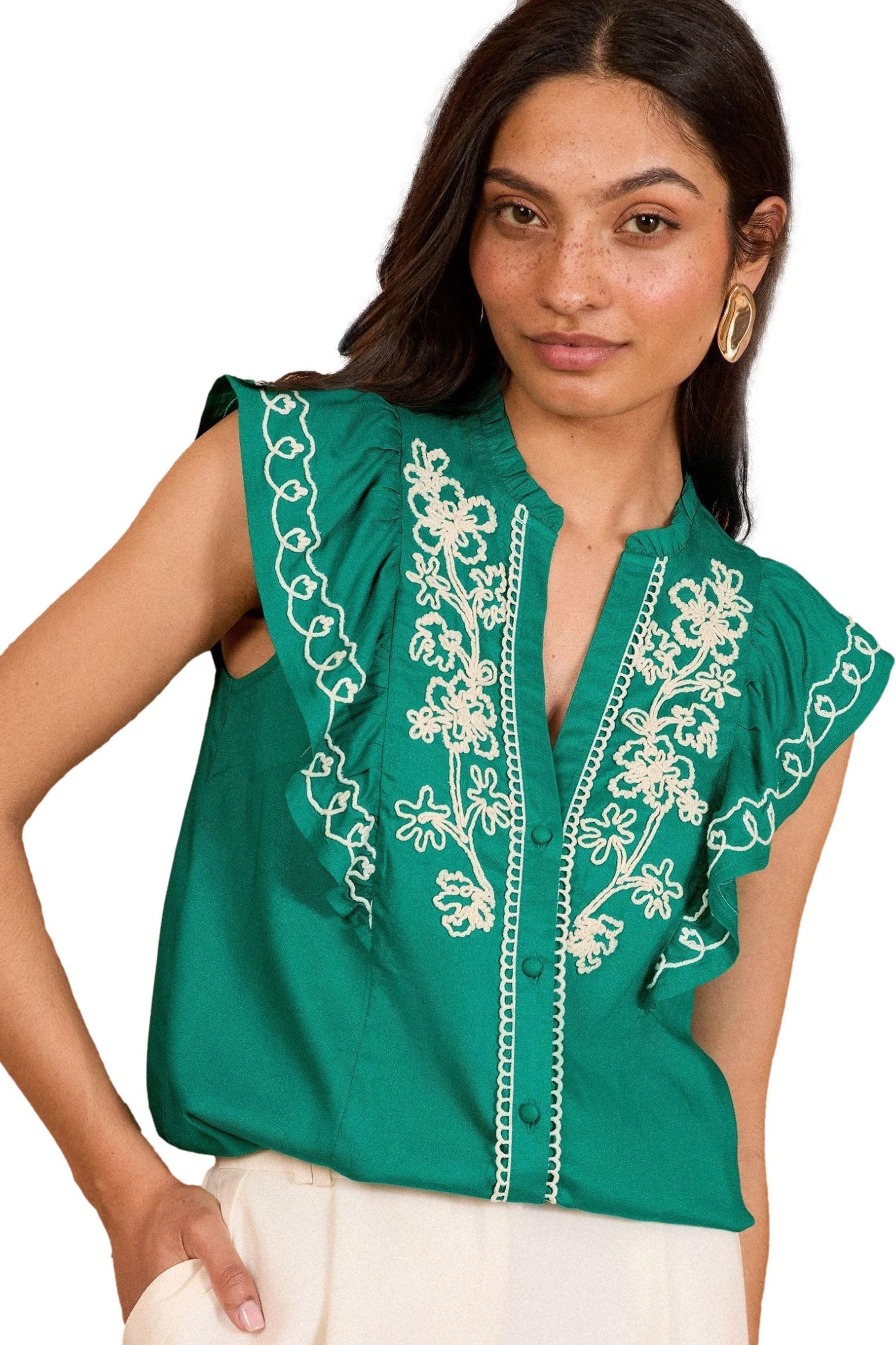 Druckbluse Love & Roses Bluse mit Flatterärmeln, Regular