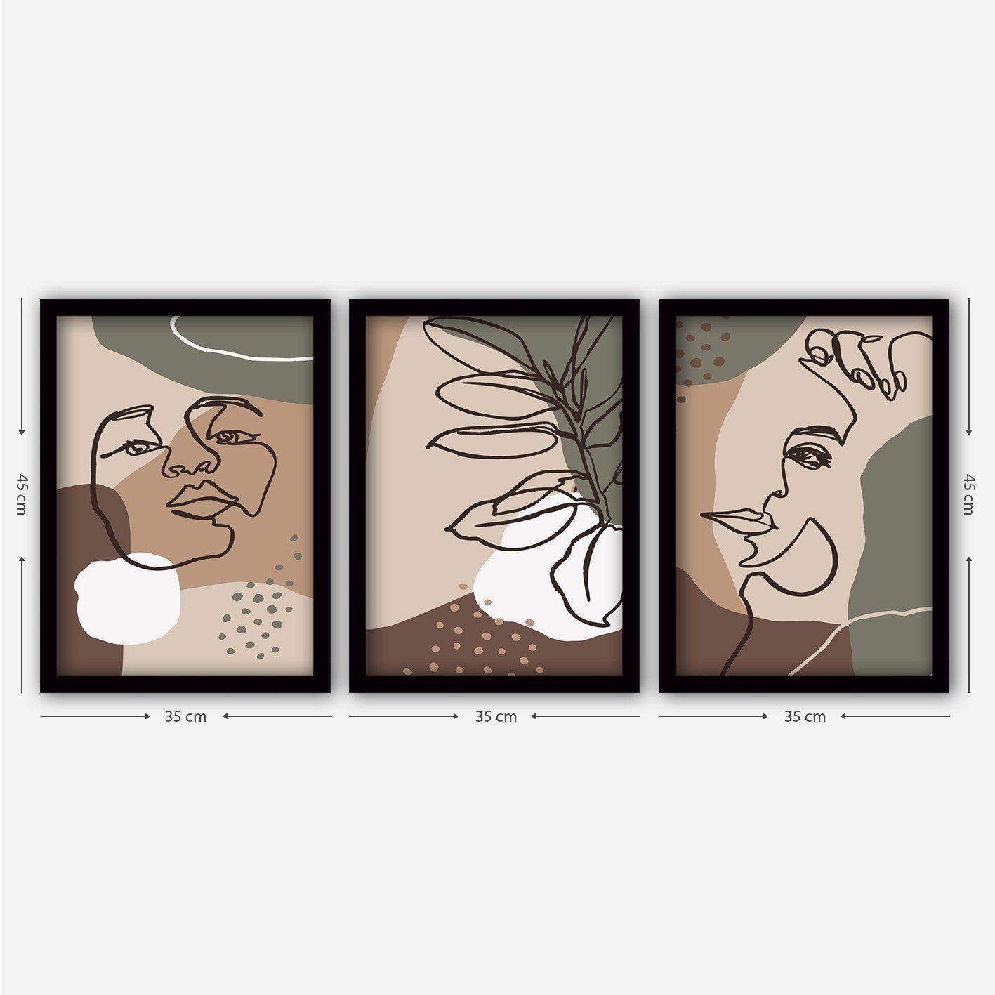 Leinwandbild 100% MDF (Thickness: 2 cm), 35 x 45 cm (3 Pieces) L1369