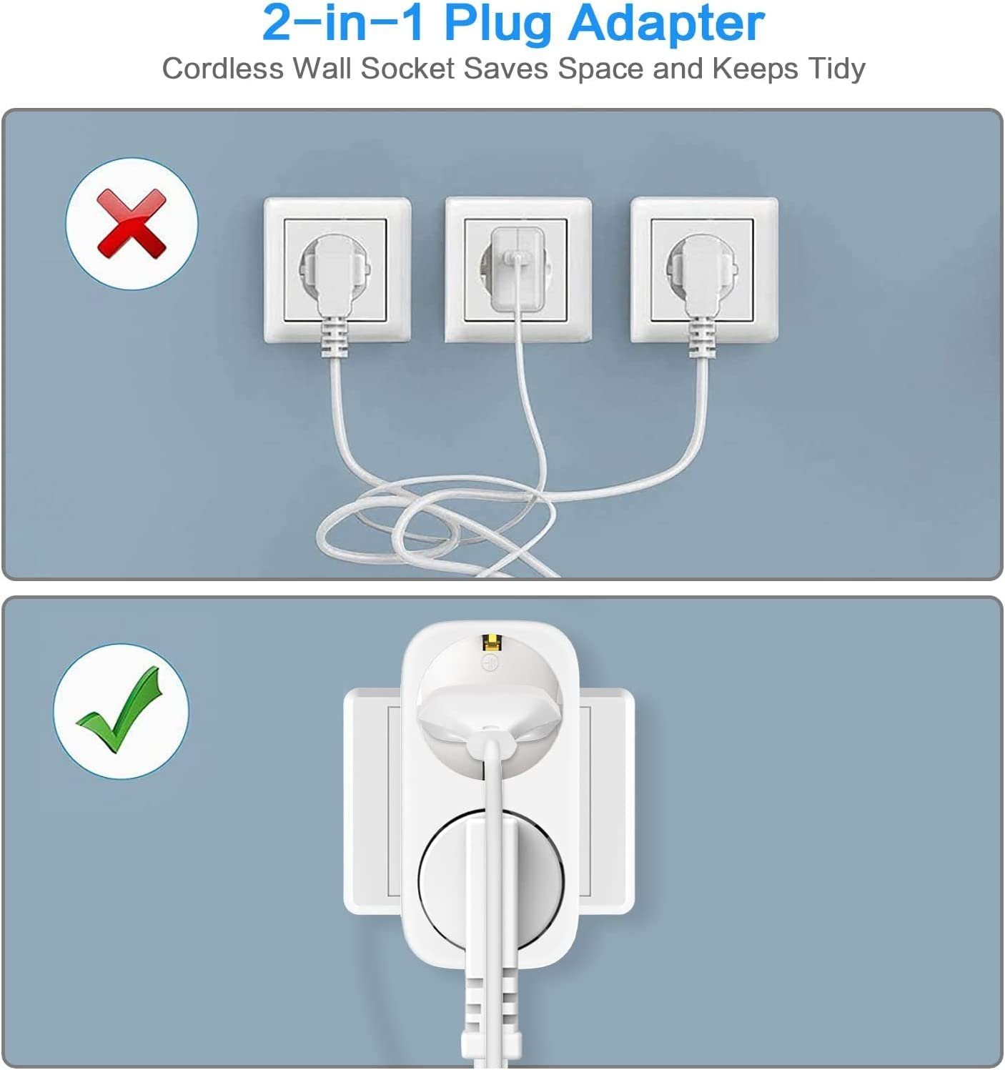 Adapter,Mehrfachstecker Doppelstecker, Steckdose Steckdosen DOPWii 3-St.